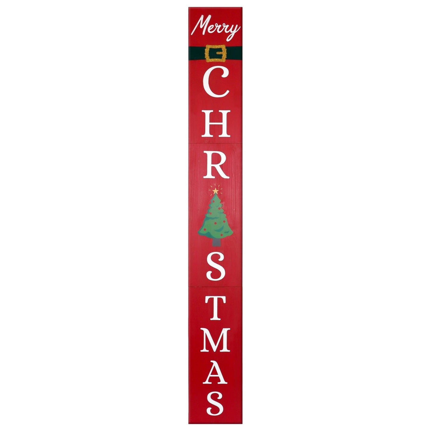 Red Merry Christmas Wood Porch Sign