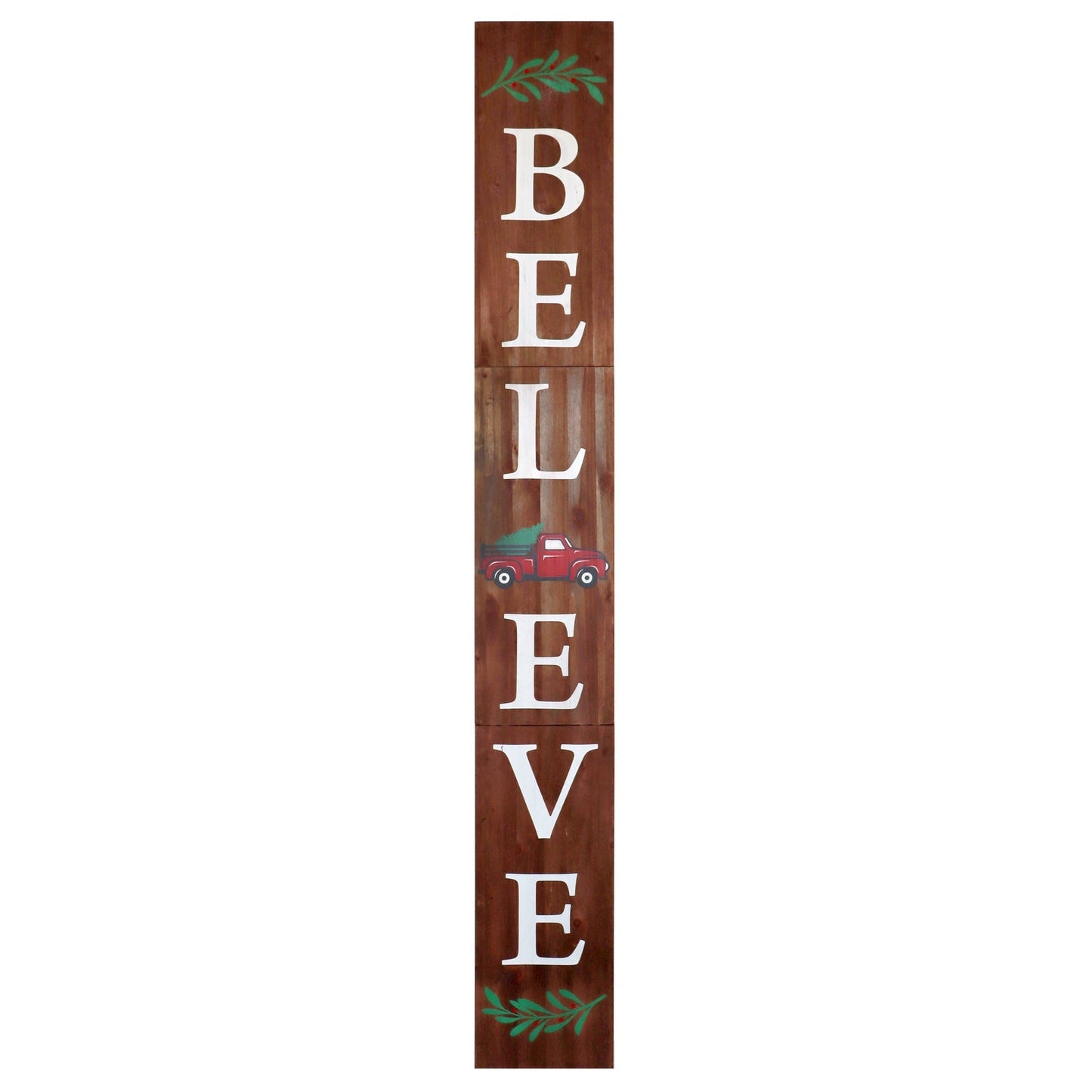 Brown Christmas Believe Wood Porch Sign