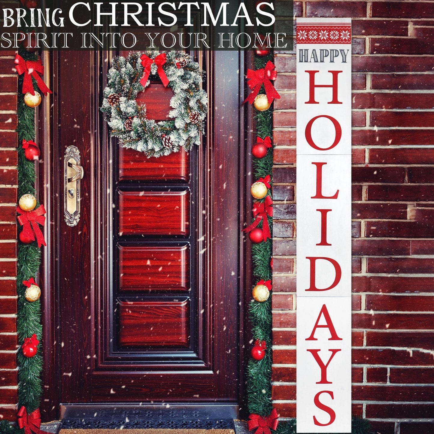 White Happy Holidays Wood Porch Sign