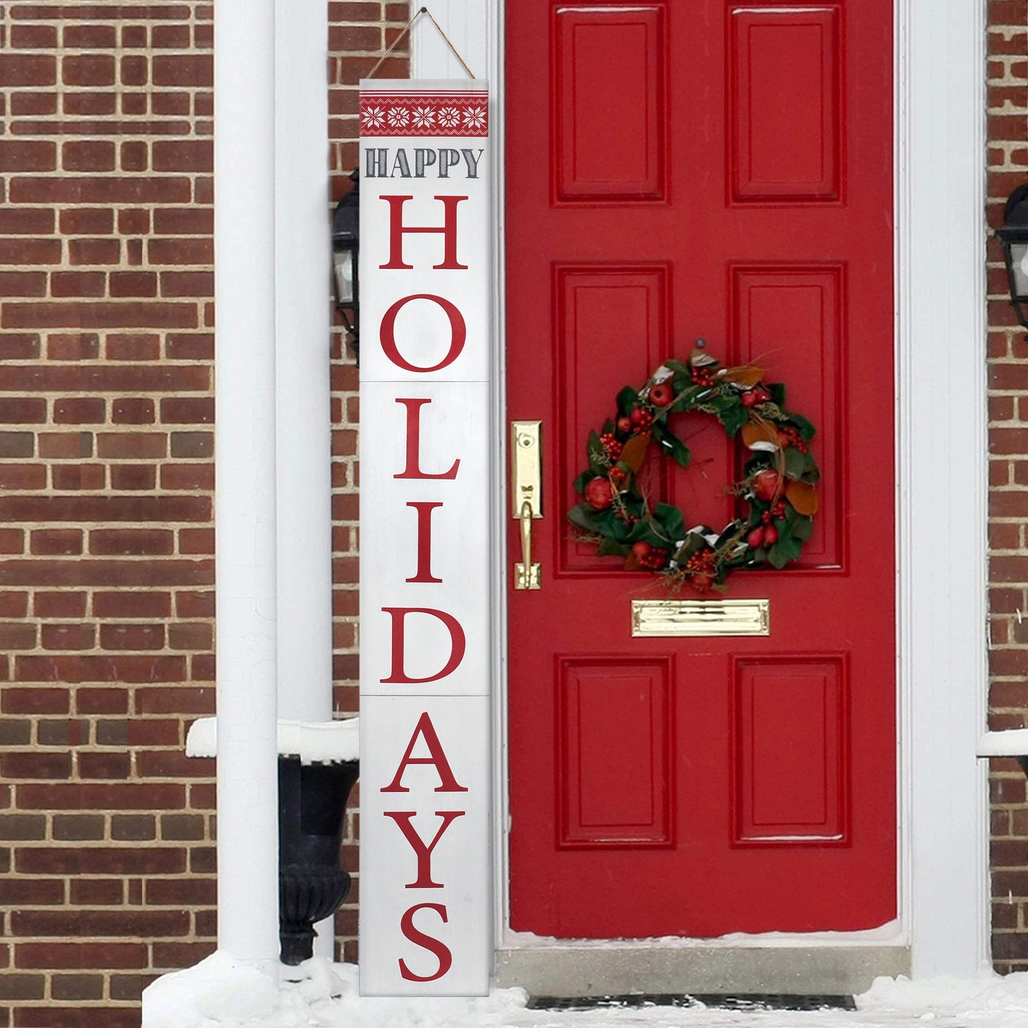 White Happy Holidays Wood Porch Sign