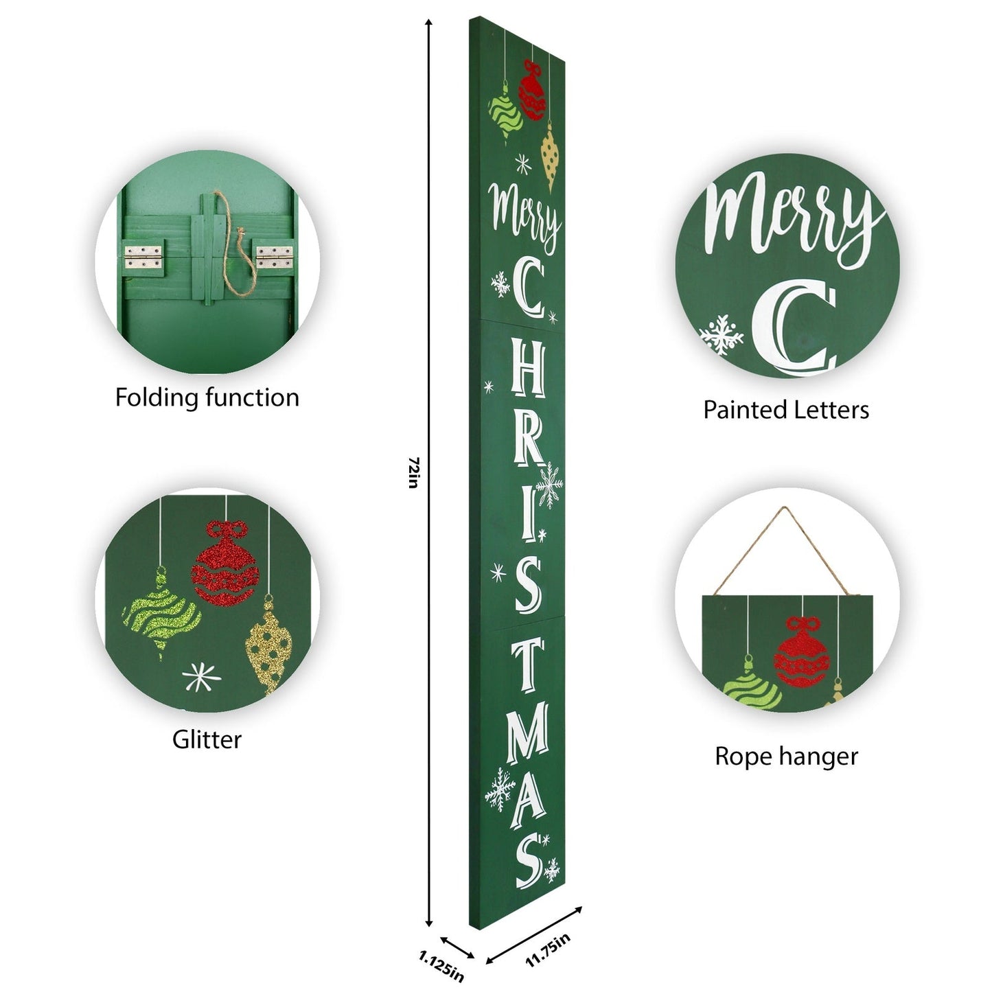Green Merry Christmas Wood Porch Sign