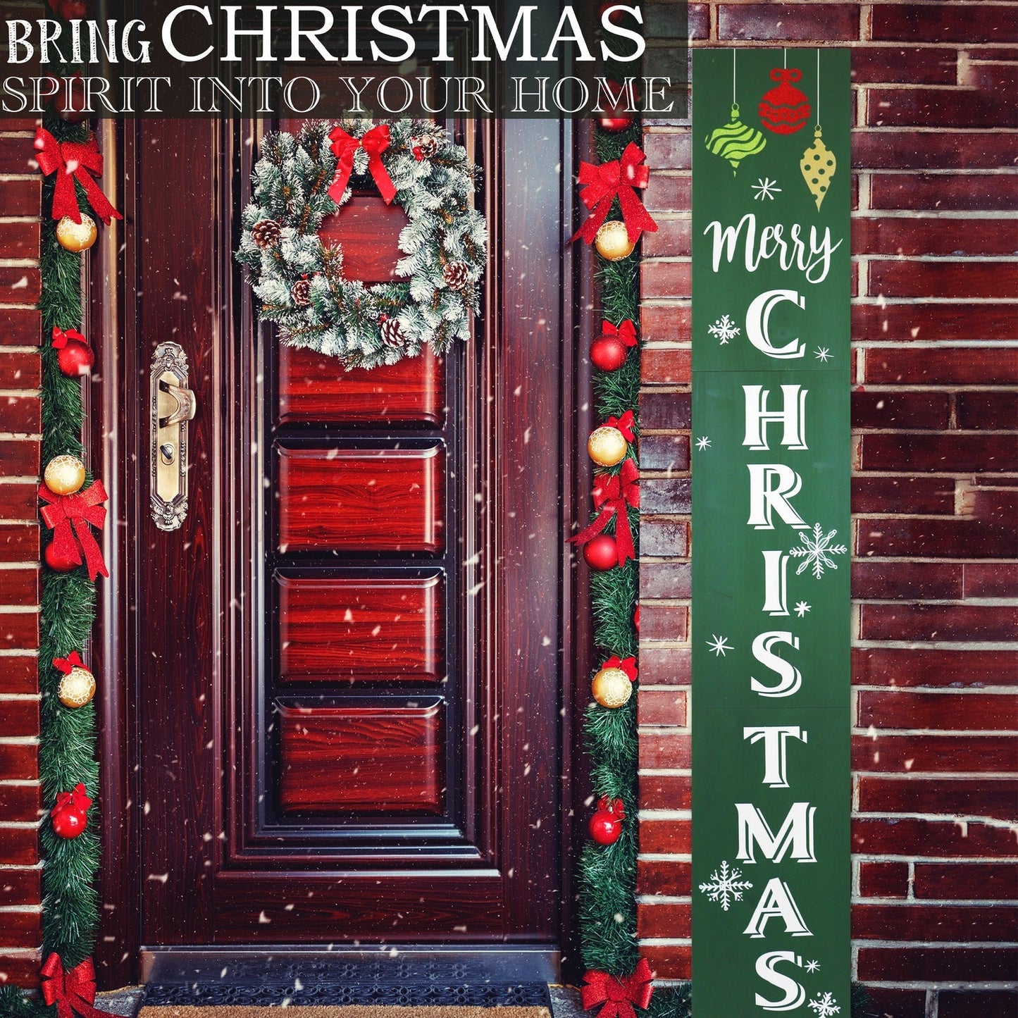 Green Merry Christmas Wood Porch Sign