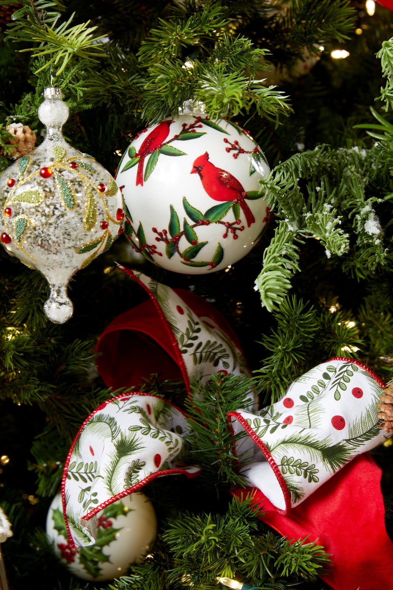 Beaded Glass Mistletoe Ornament, Set of 6