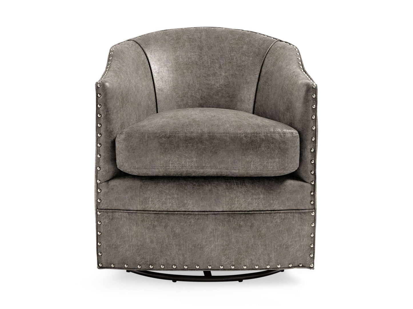 Giles Faux Leather Swivel Chair with Nailheads