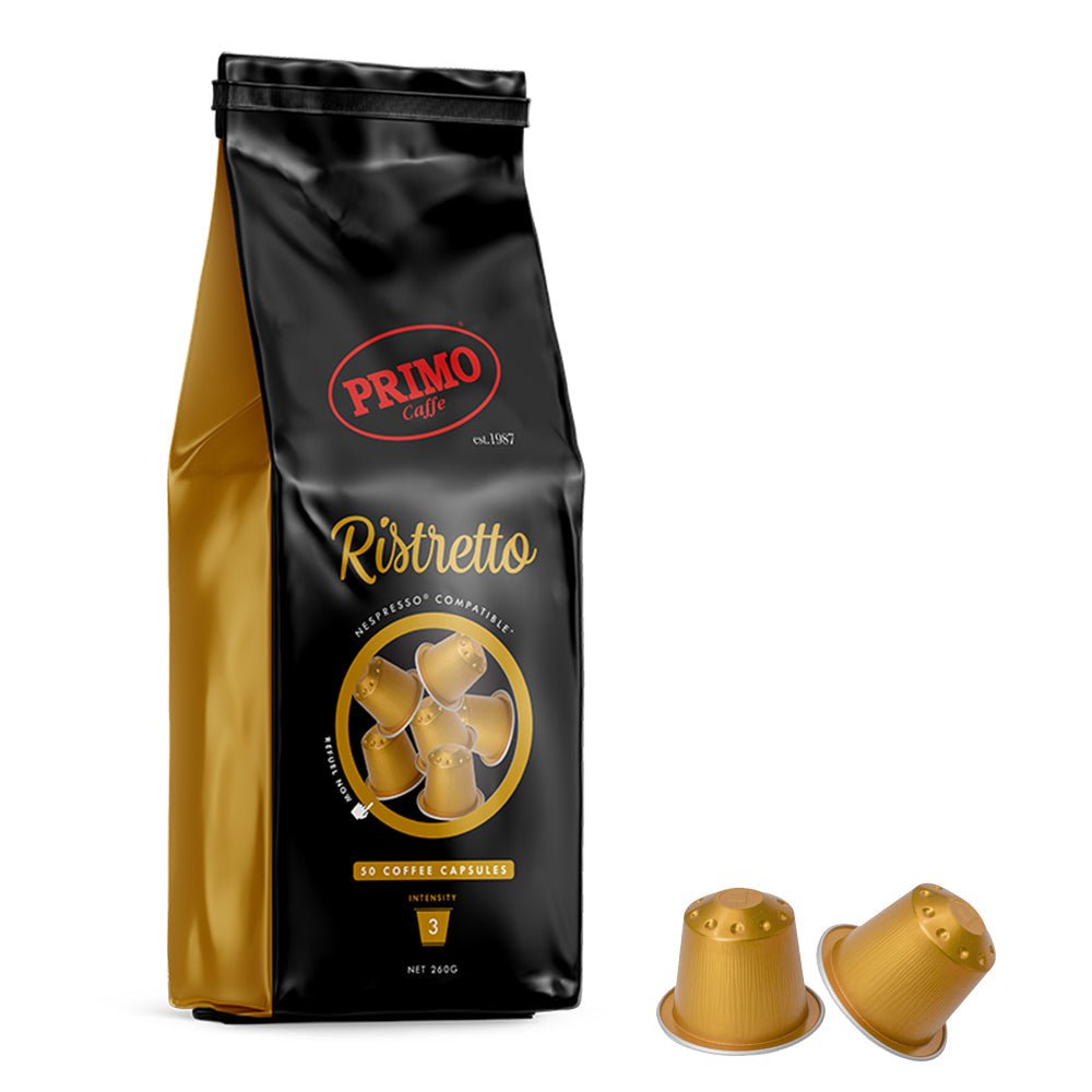 Primo Caffe 50 Pieces Ristretto Hermetic Coffee Capsules for Nespresso Machine
