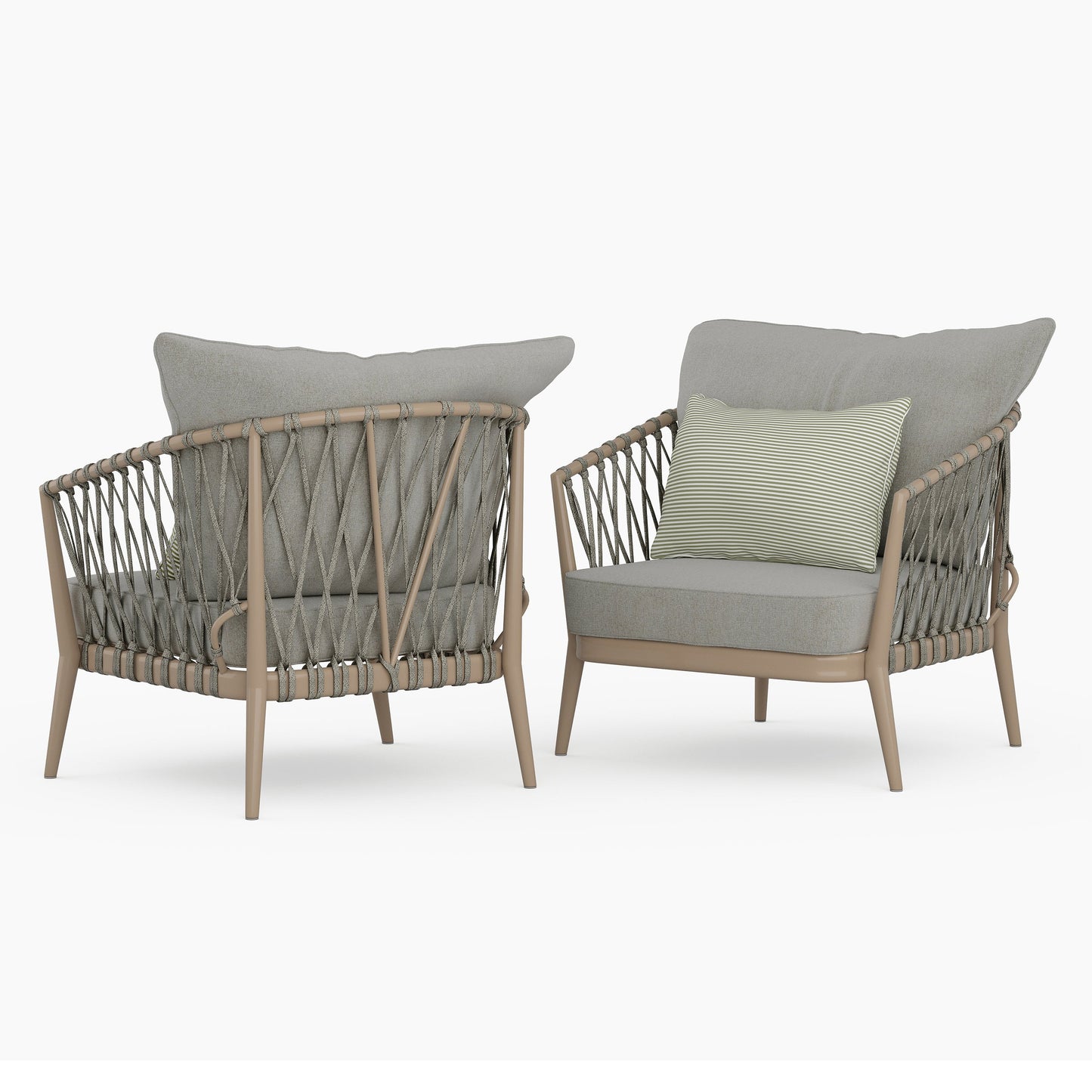 Outdoor Conversation Chair with Aluminum Frame, Set of 2