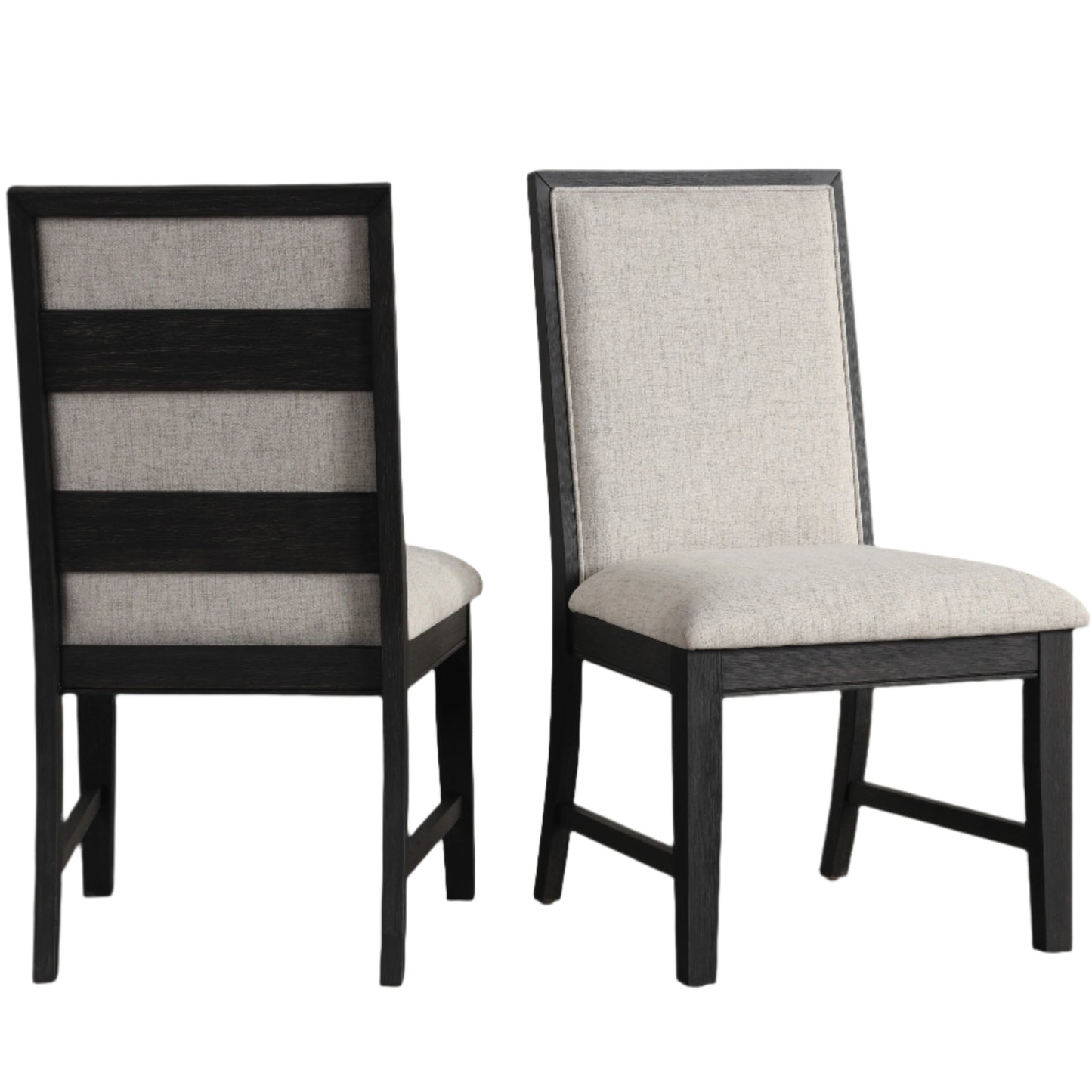 Upholstered Dining Chair with Slatted Back, Set of 2