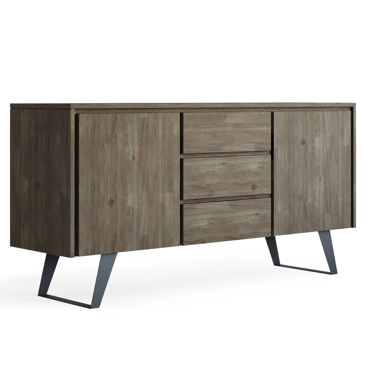 Peak 2-Door Buffet Cabinet with 3 Drawers and Metal Angled Legs
