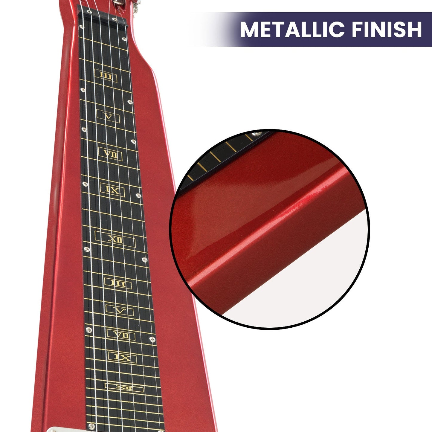 Karrera 29in 6-String Lap Steel Hawaiian Guitar (Metallic Red)