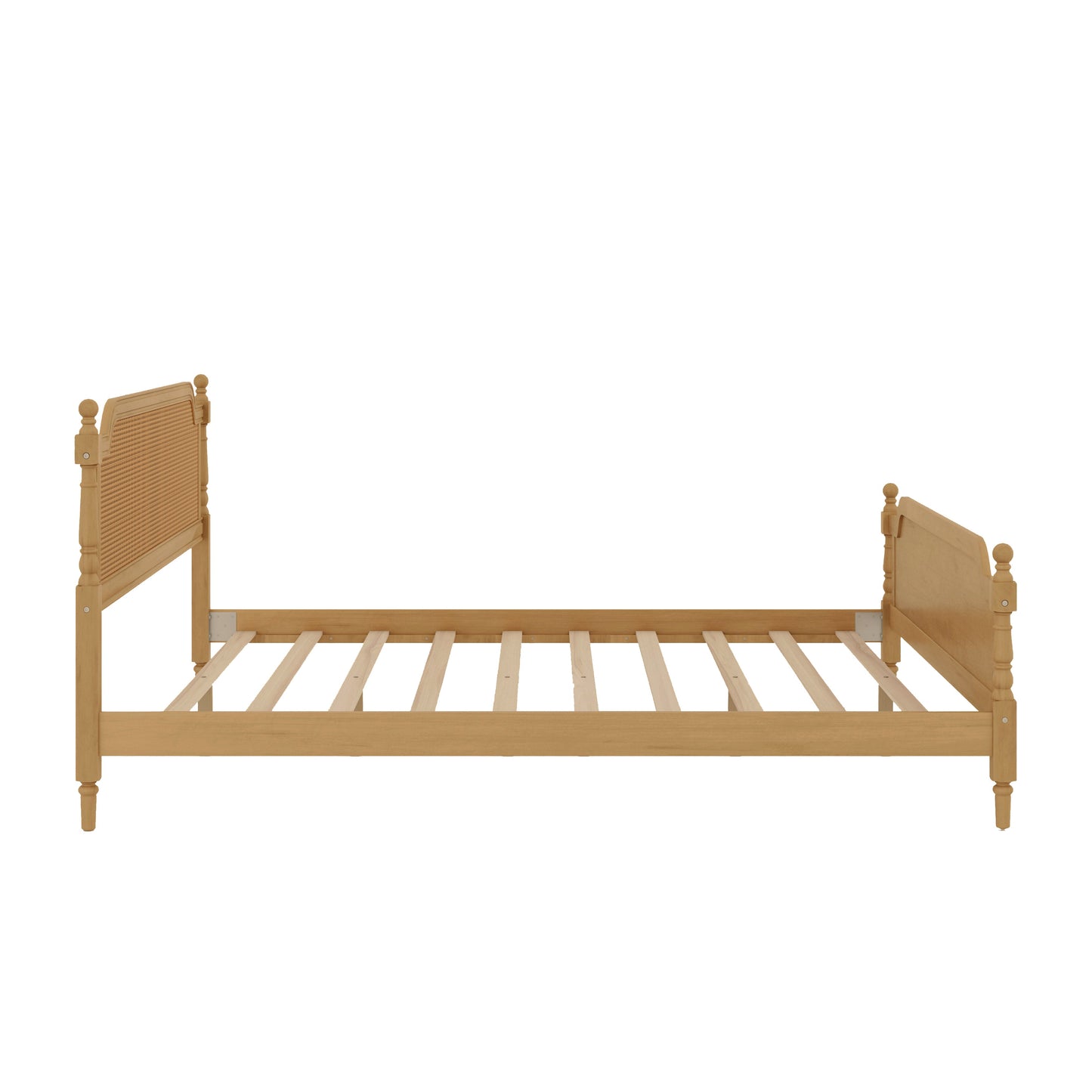 Excelsis Rattan Bed Frame with Fluted Legs, Antique Walnut