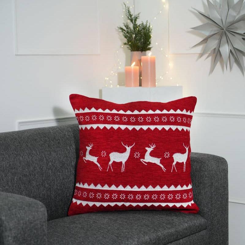 Jacquard Woven Reindeer 24"x24" Pillow