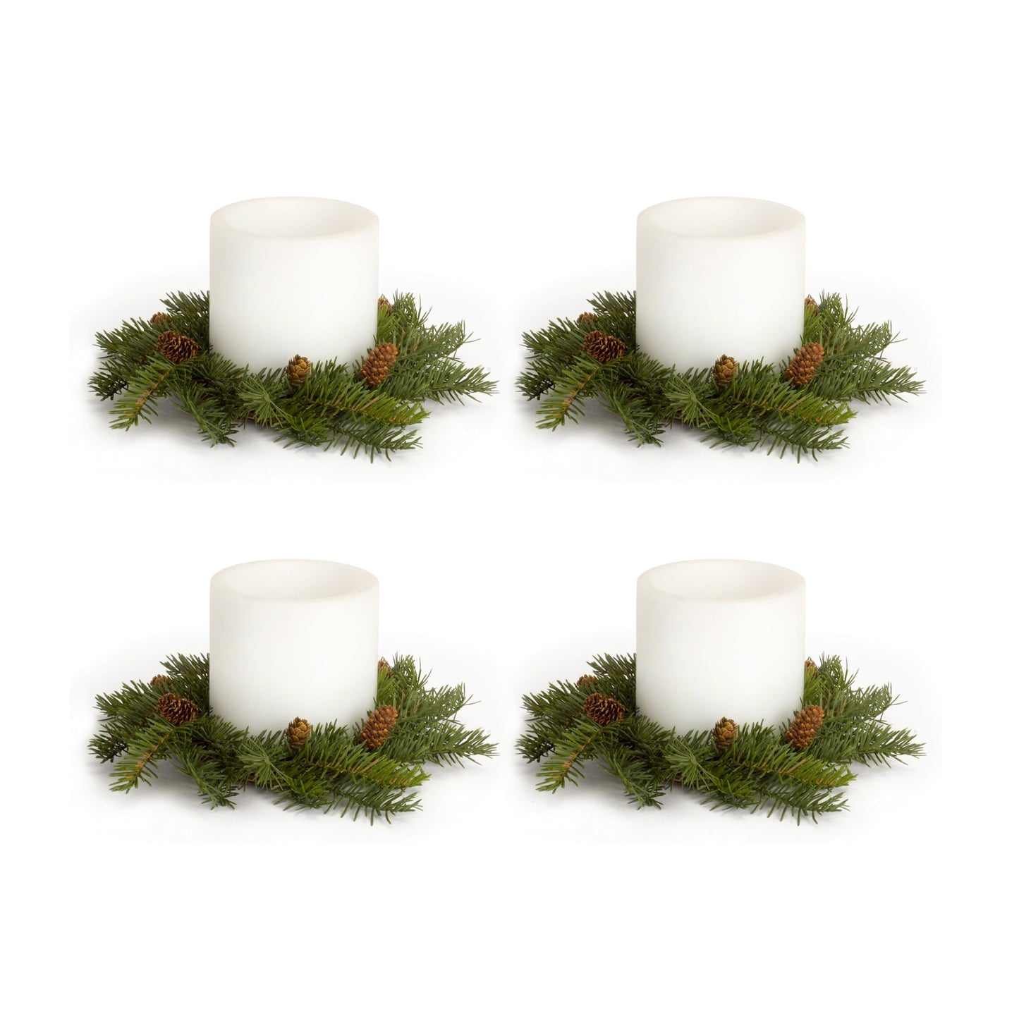Pine Candle Ring with Pinecone Accents, Set of 4