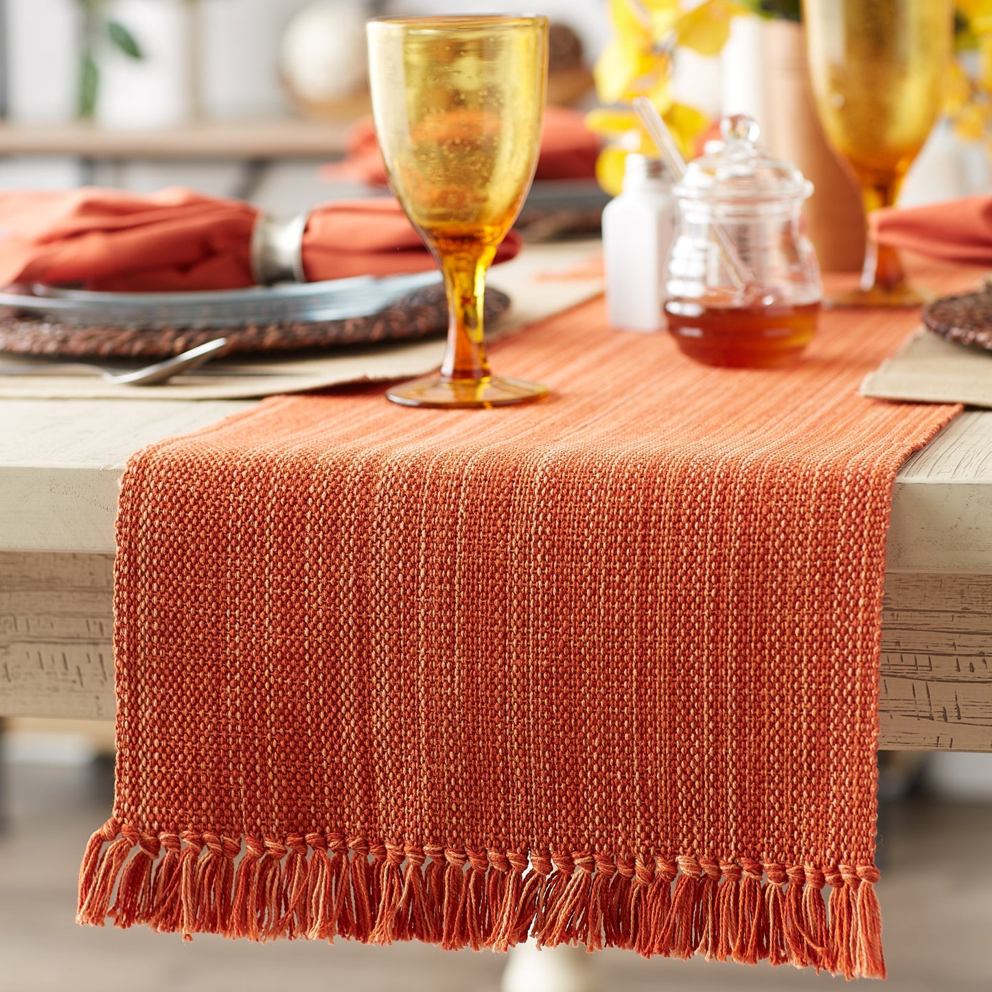 Spice Variegated Fringe Table Runner 13X108