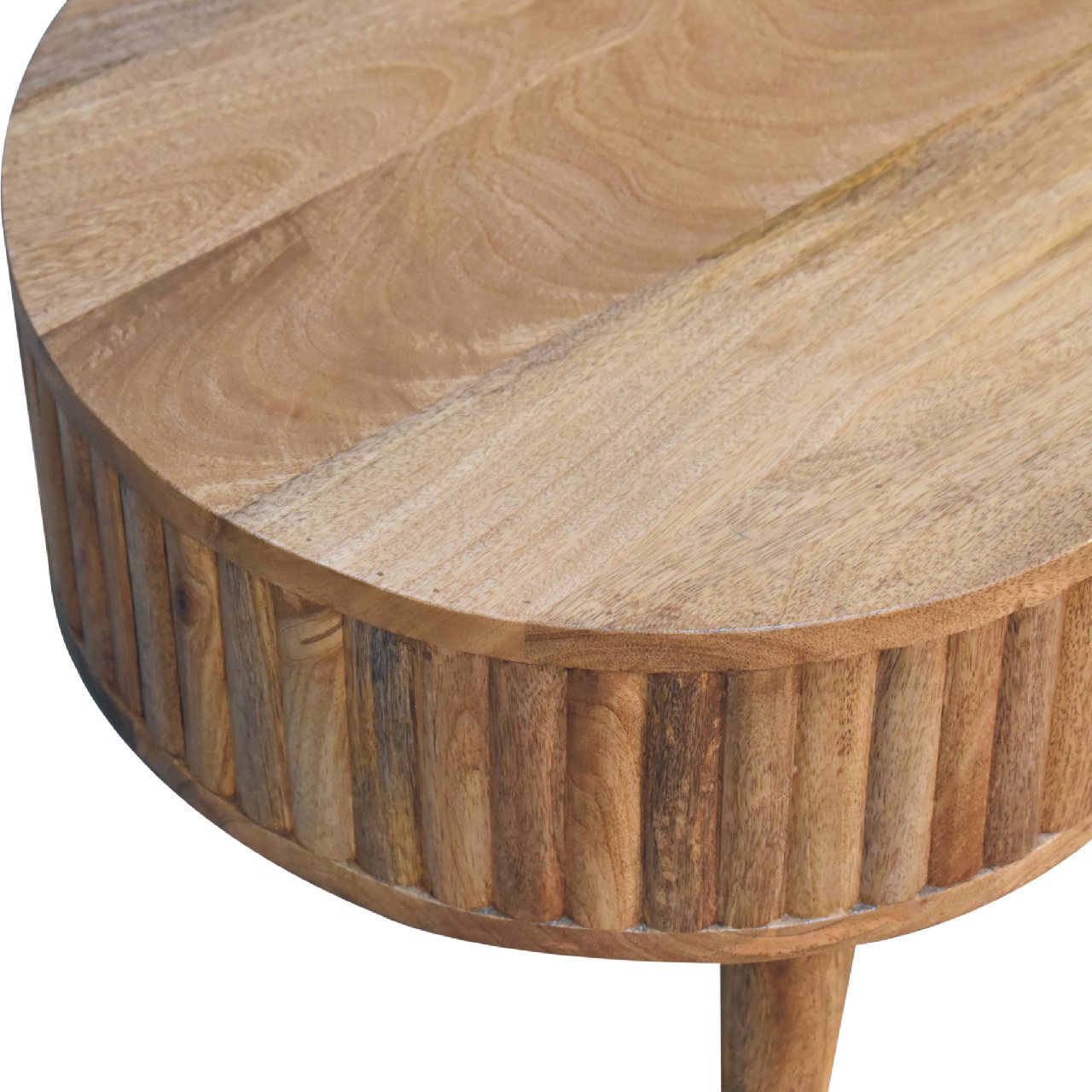 Oval Coffee Table with 2 Drawers and Wood Frame