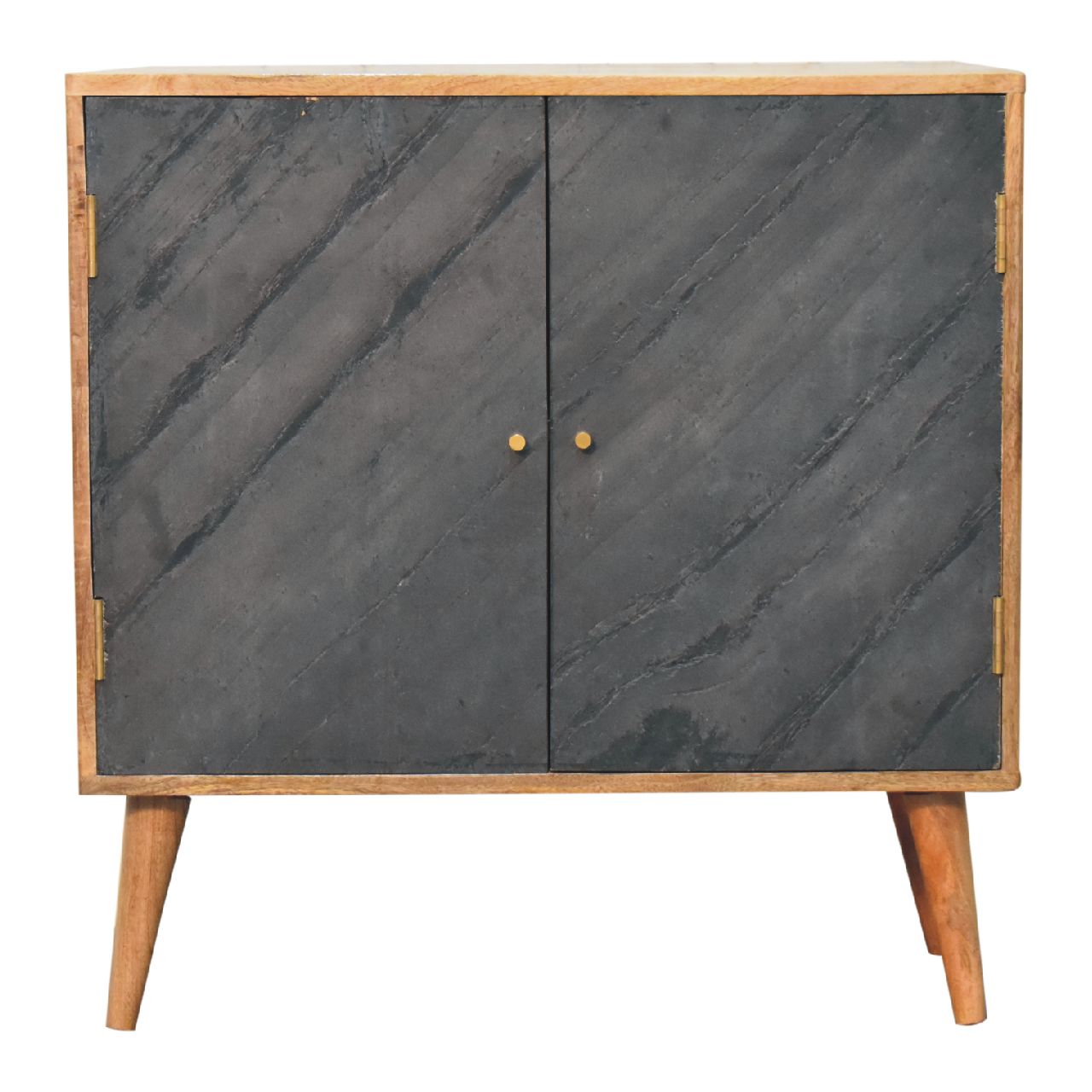 Solid Wood Cabinet with 2 Doors and Tapered Legs
