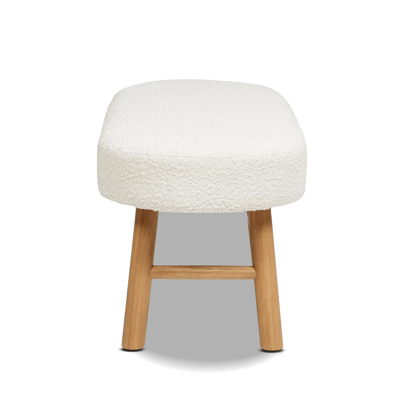 Rounded Pill-Shaped Upholstered Accent Bench with Natural Wood Legs