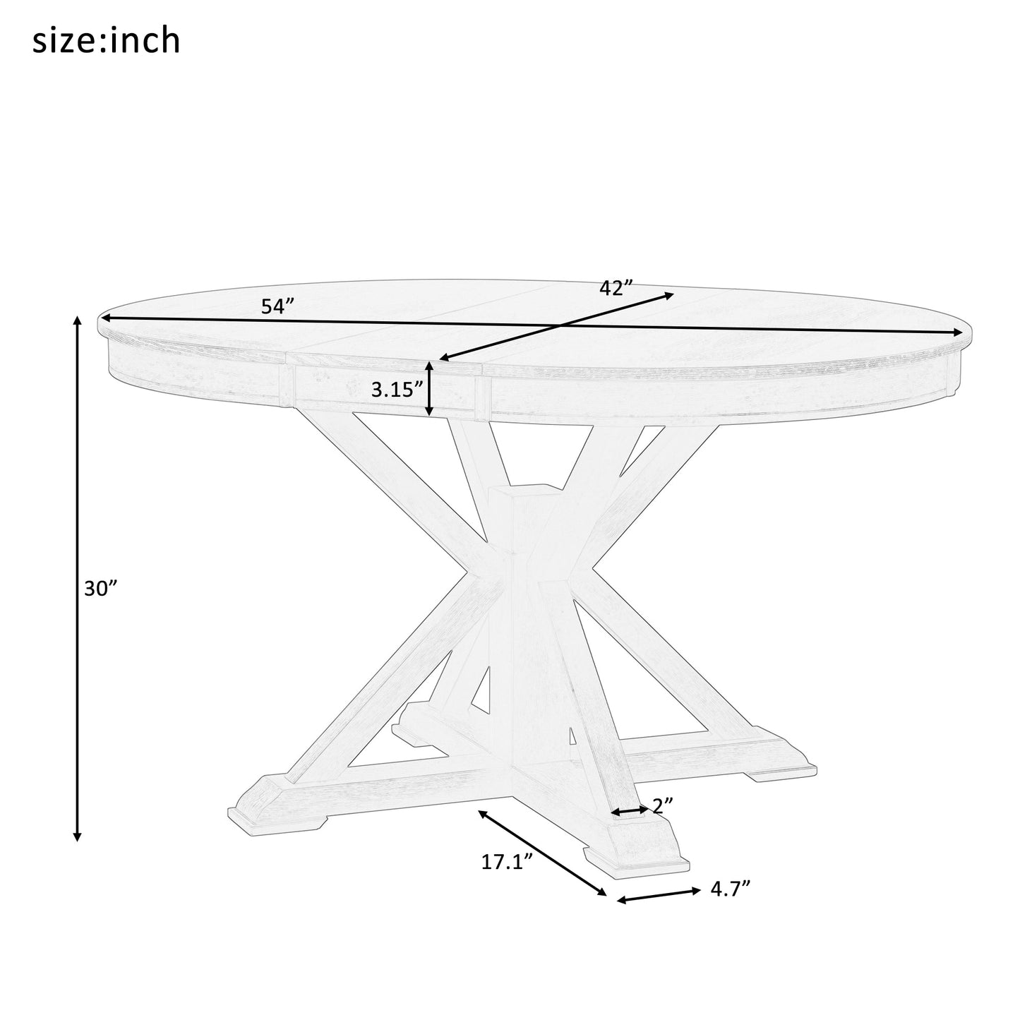 Melin Extendable Dining Table with Wood Frame and X-Shaped Base