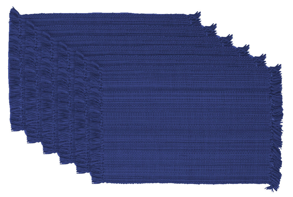Variegated Fringe 13X19" Nautical Blue Cotton Placemat Set Of 6