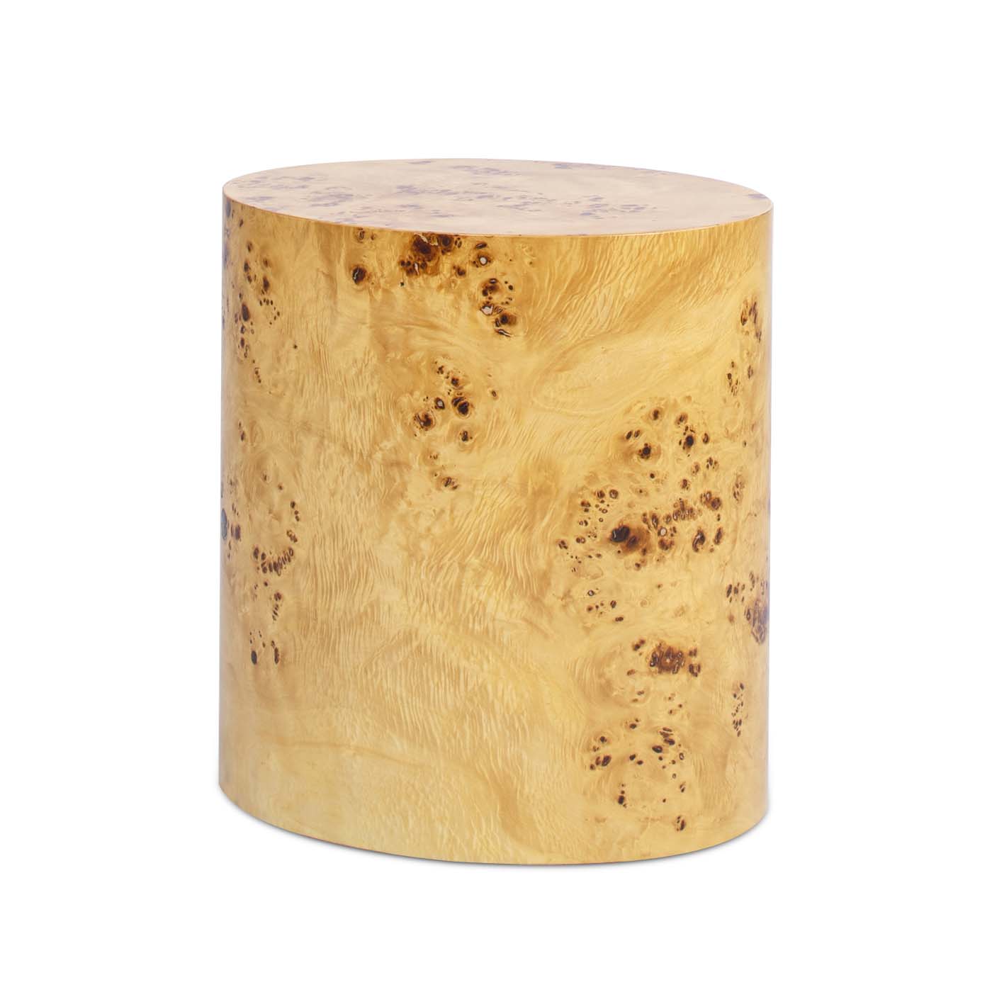 Burled Wood Oval Side Table with Wood Frame