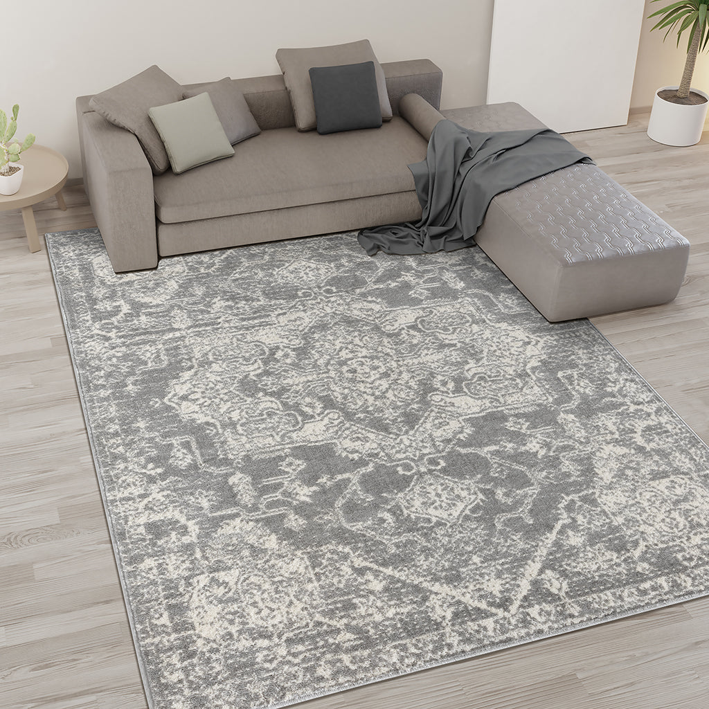Machine Woven Area Rug with Medallion Pattern