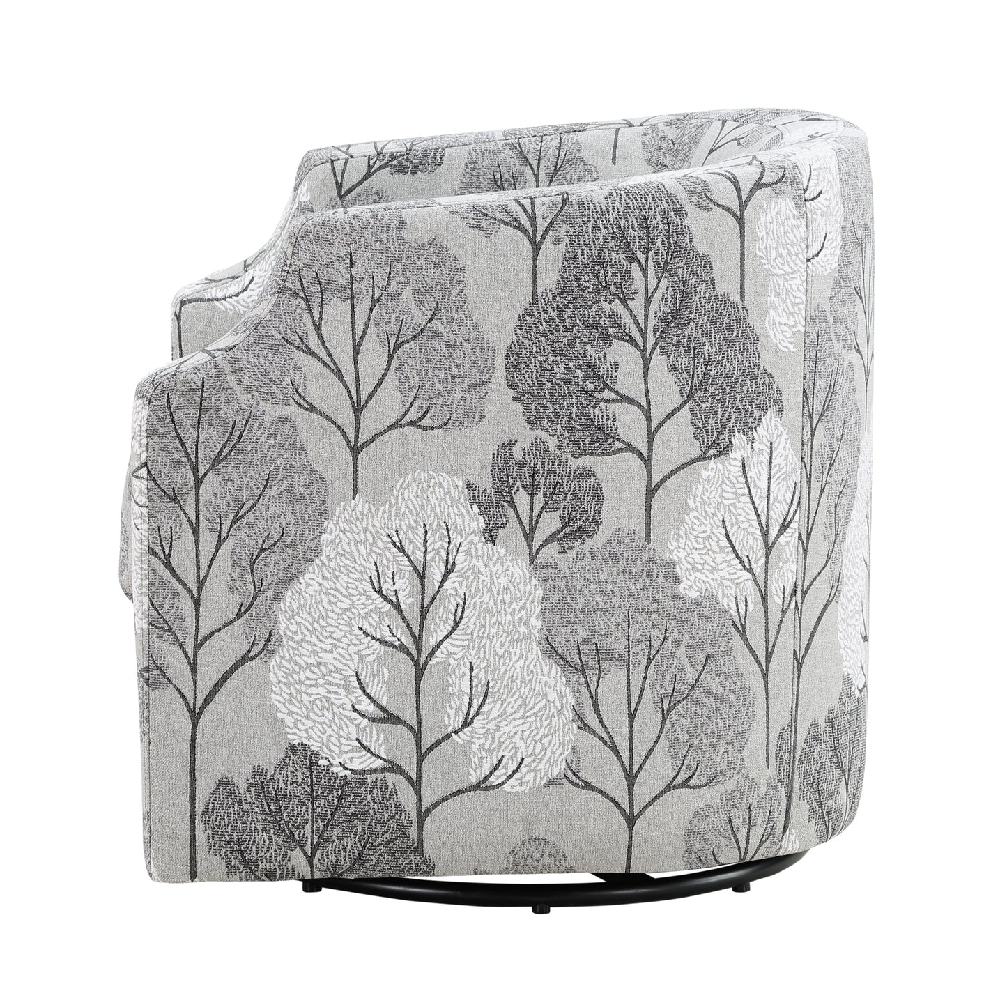 Crocoite Upholstered Barrel Chair with Clip Arms Design and 360-Degree Swivel