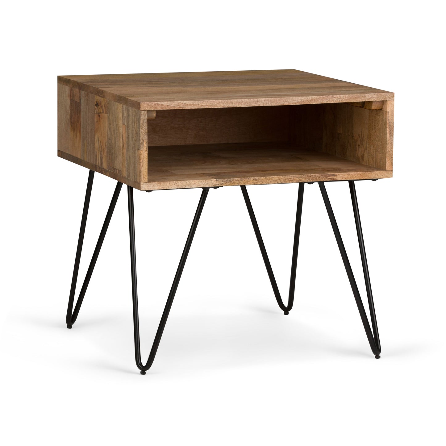 Side Table with Open Compartment and Hairpin Legs