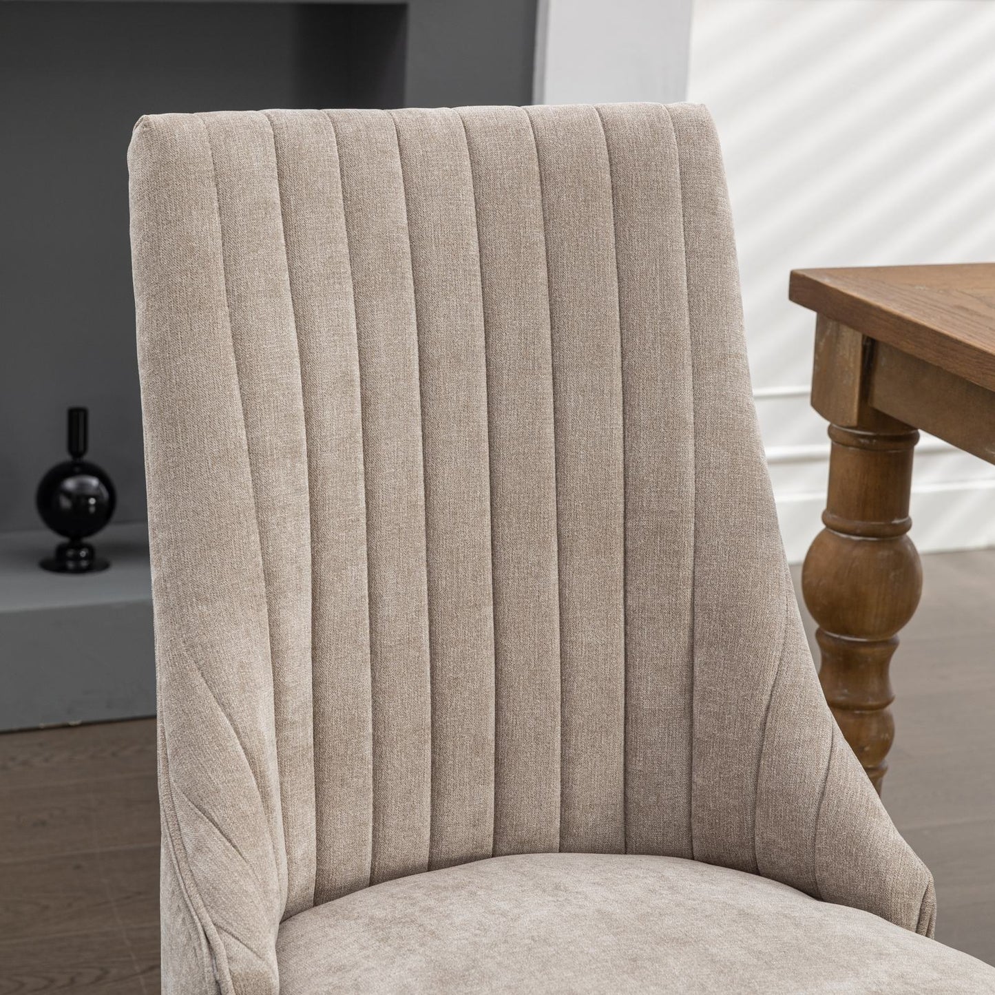 Upholstered Dining Chair with Curved Legs and High Backs, Set of 2