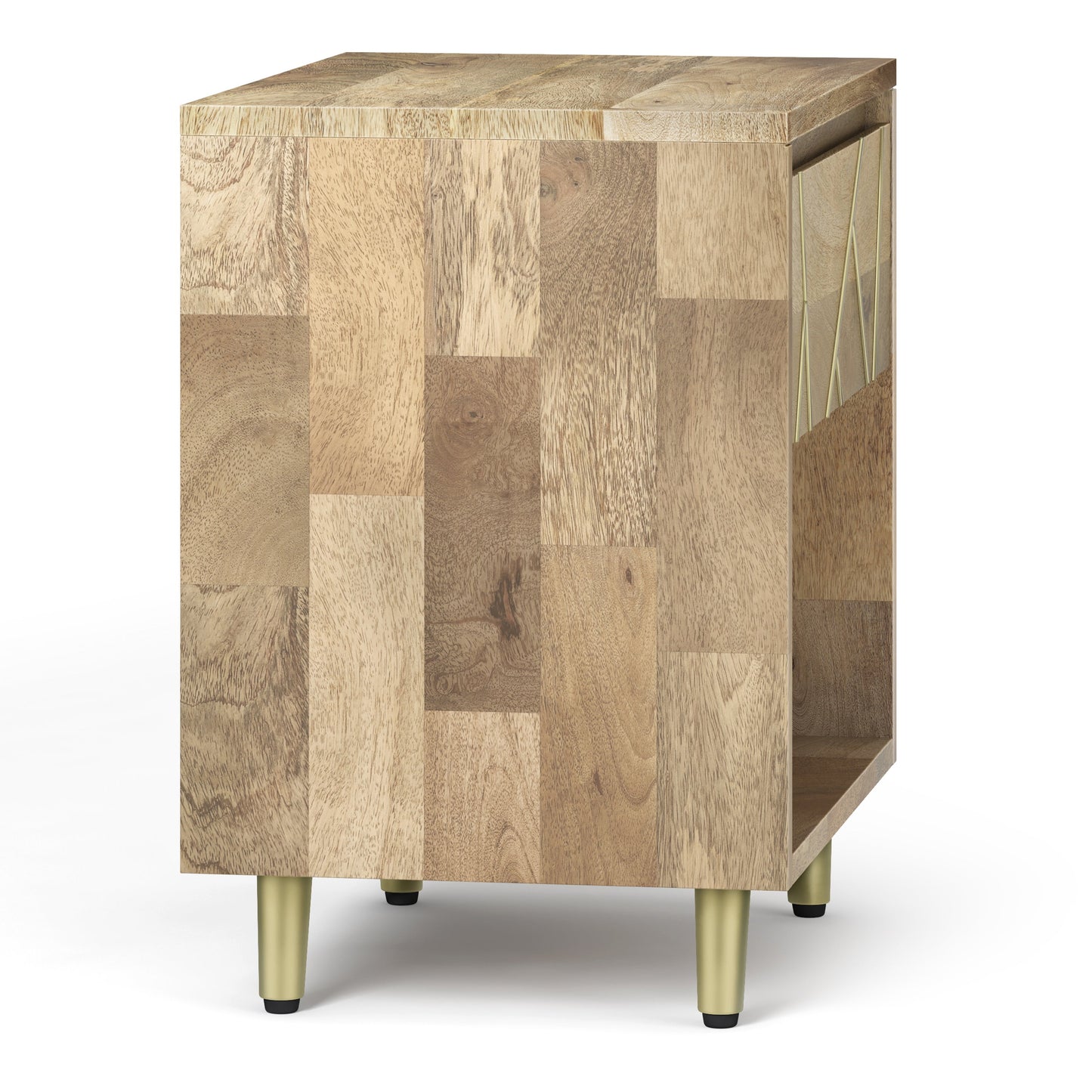 Graceful 1-Drawer Nightstand with Open Bottom Shelf and Metal Legs