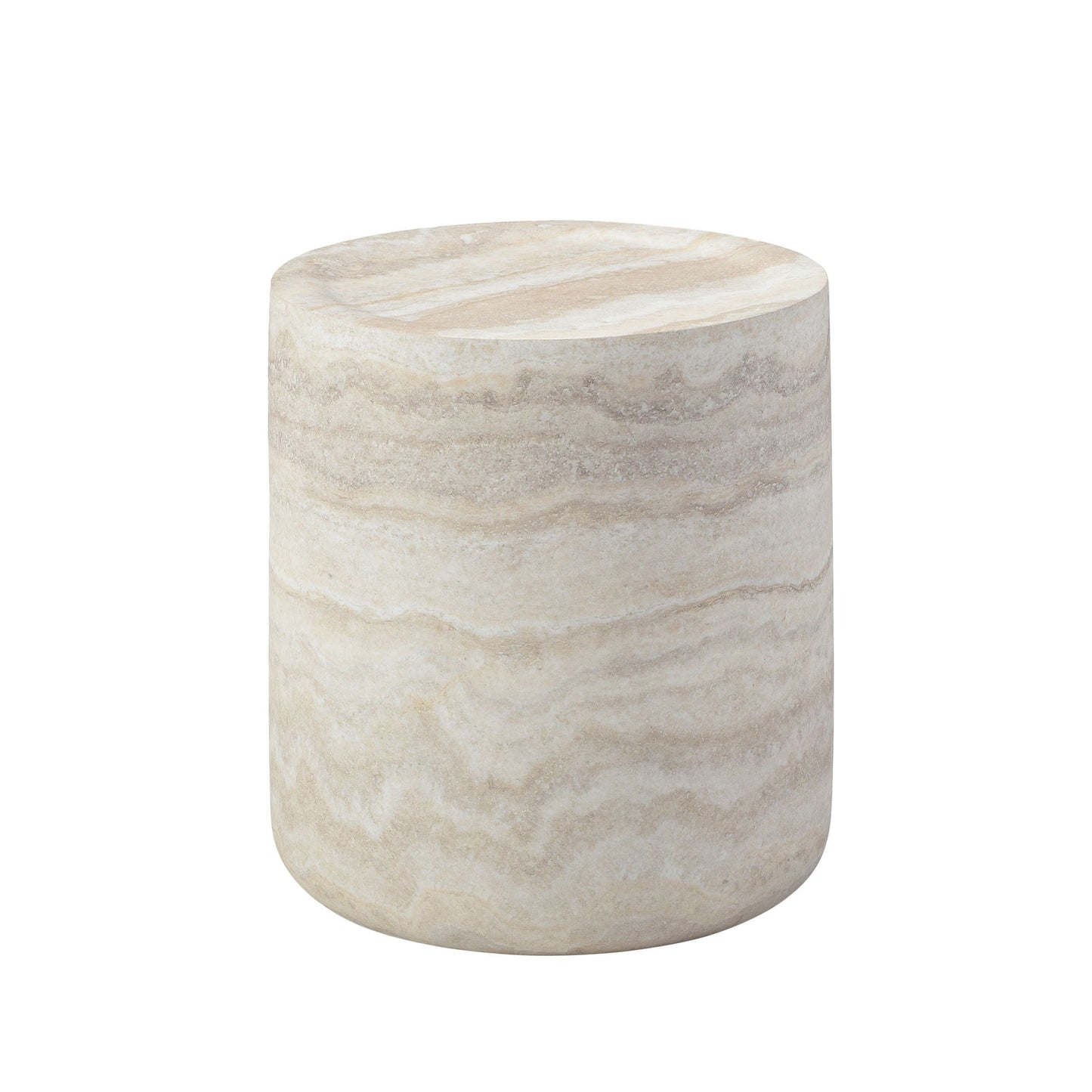 Willowed Faux Travertine Textured Circle Coffee Table