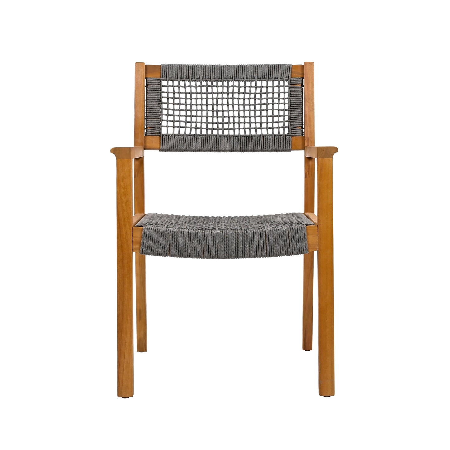 Belladom Wood and Rope Dining Chair with Open Back, Set of 2