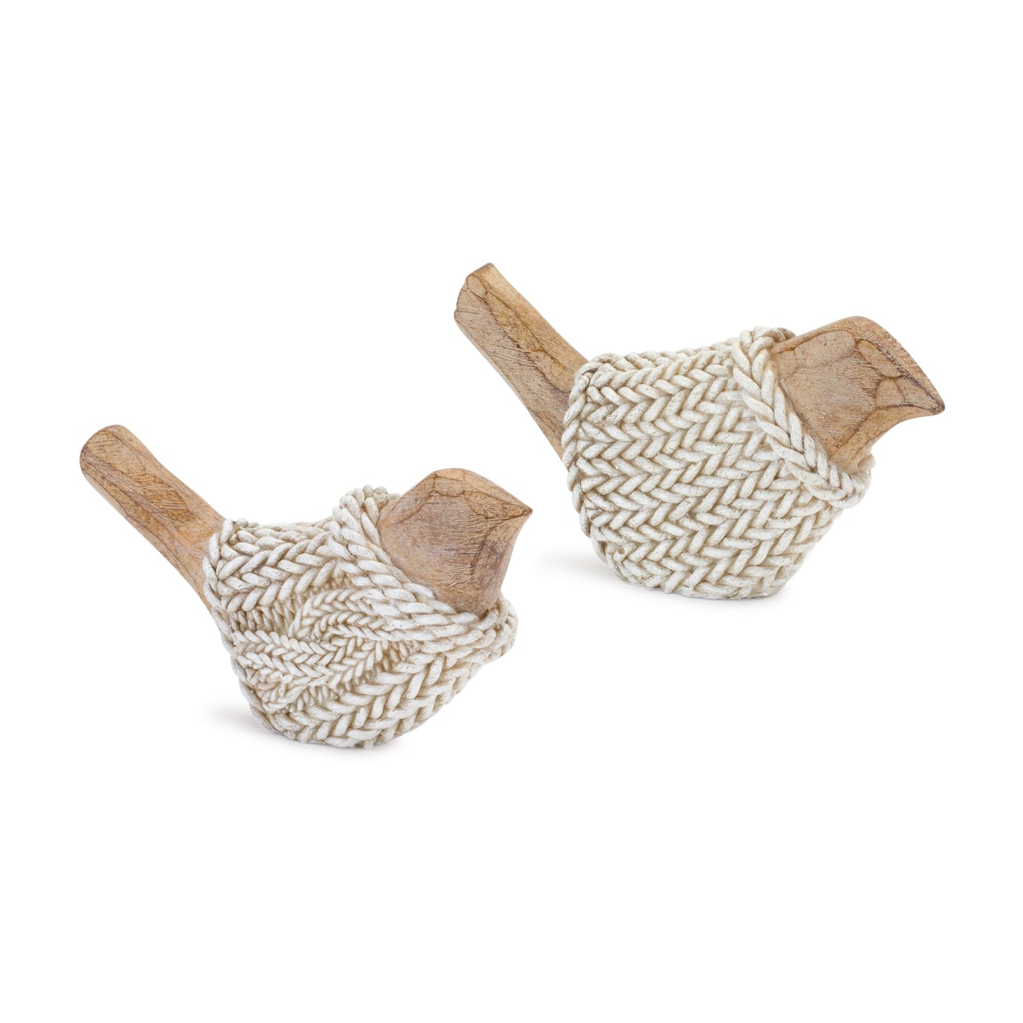 Holiday Bird Figurine with Woven Sweater, Set of 2