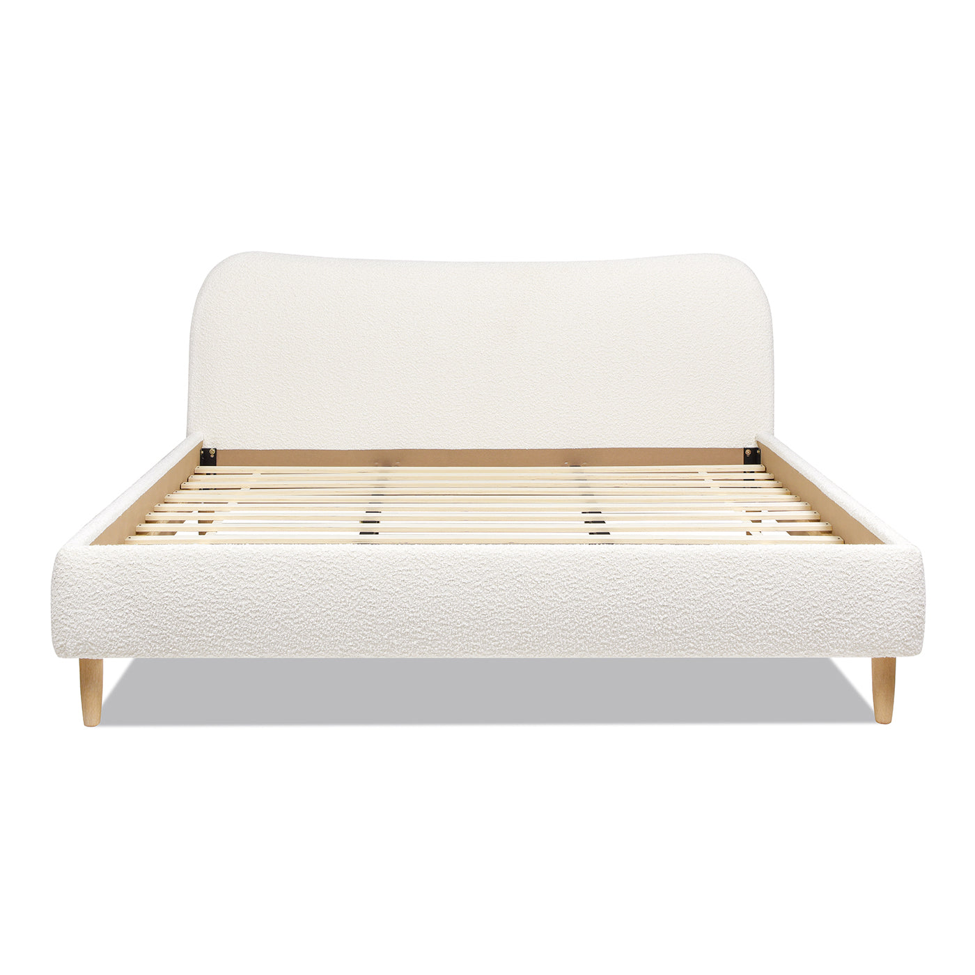 Enchantr Upholstered Platform Bed with Curved Headboard and Wood Frame
