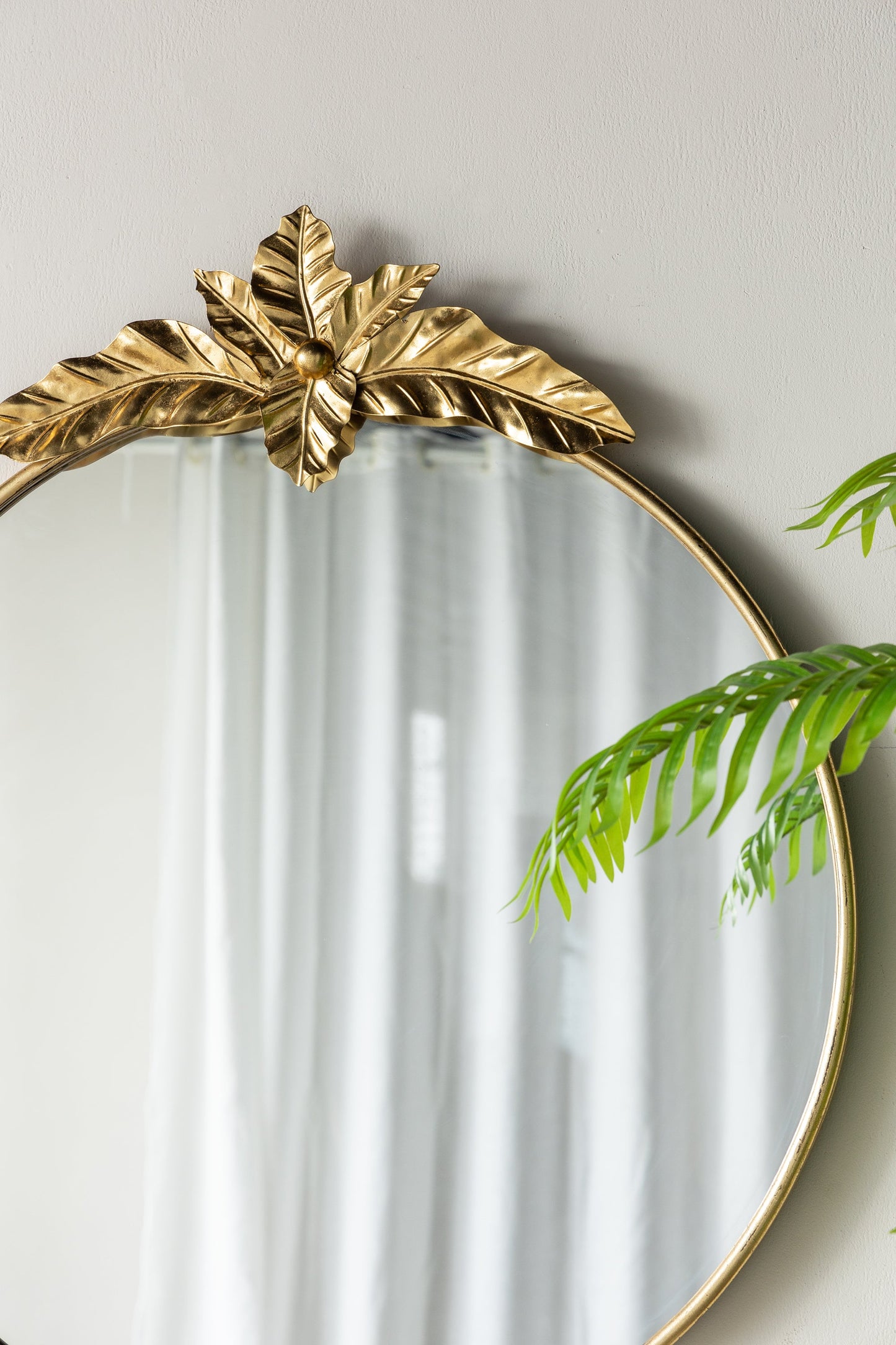 Large Round Wall Mirror with Gold Metal Frame