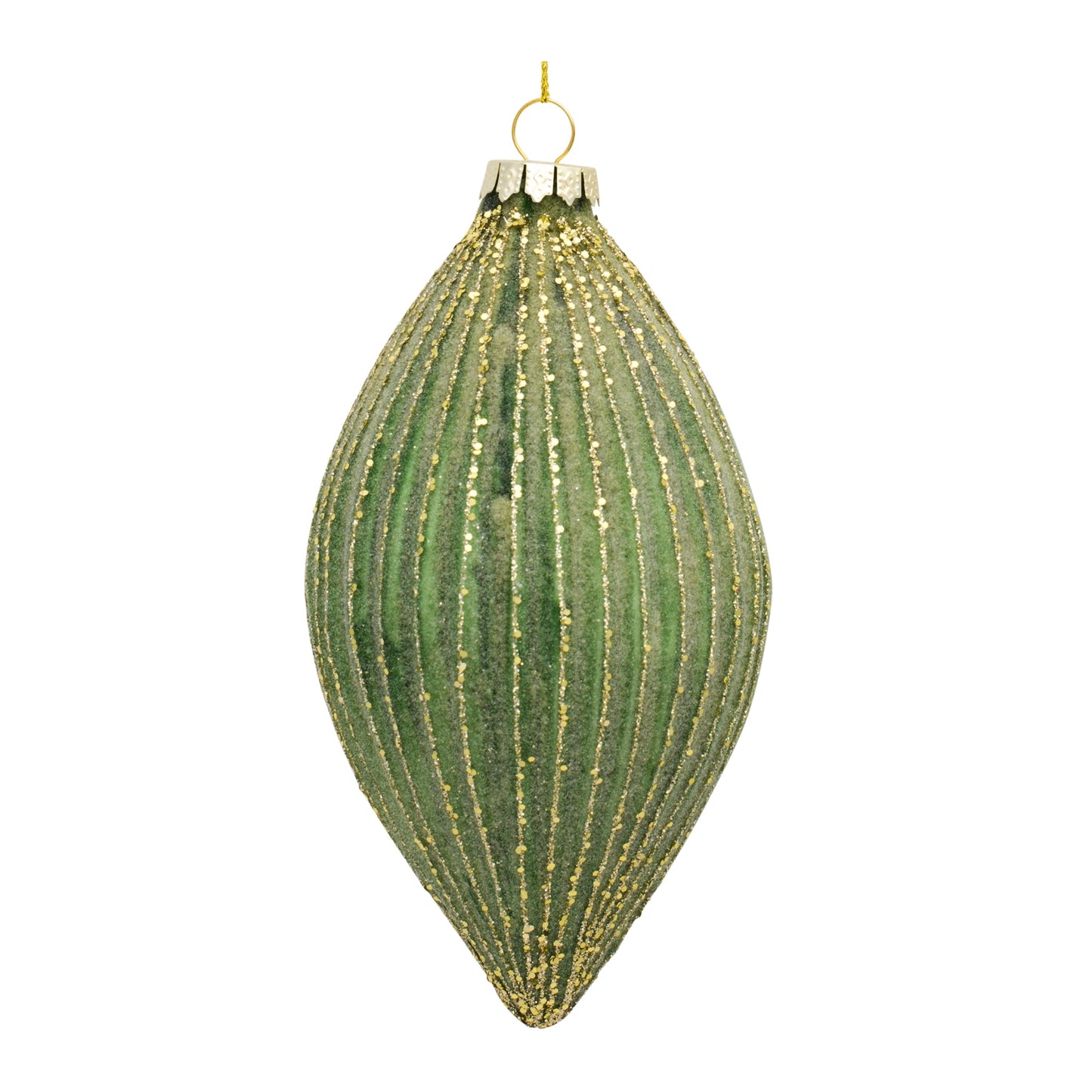 Ribbed Glass Ornament with Gold Accent, Set of 6