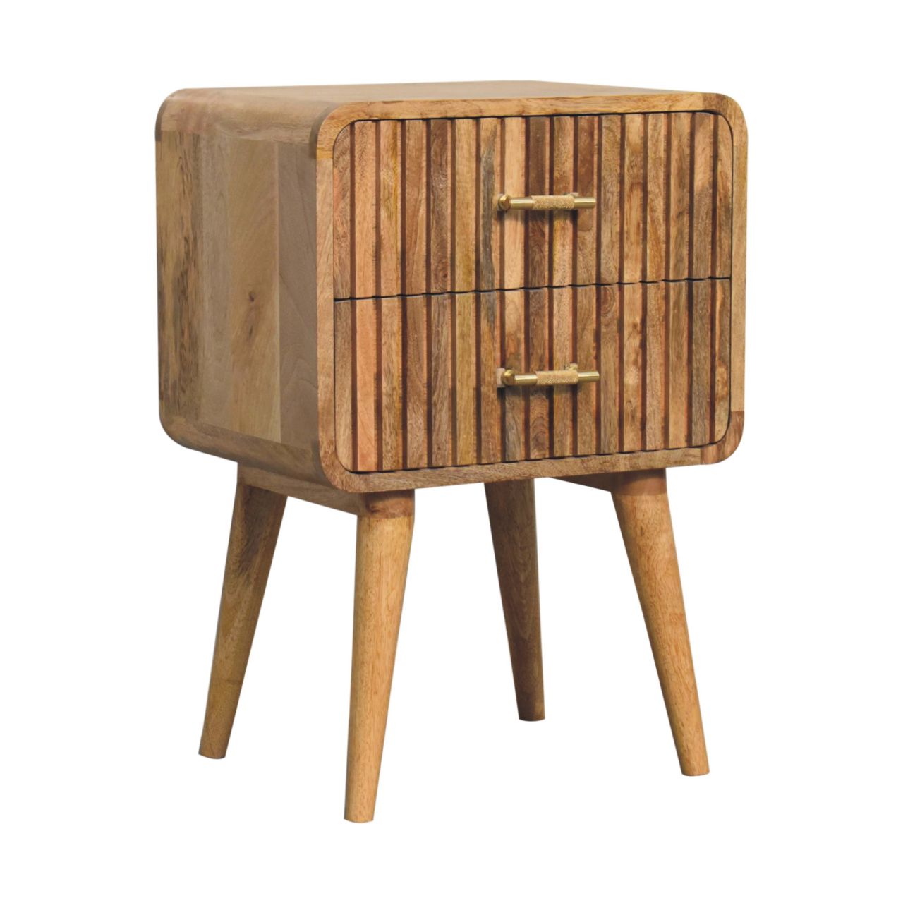 Architect Solid Wood Nightstand with 2 Drawers and Tapered Legs