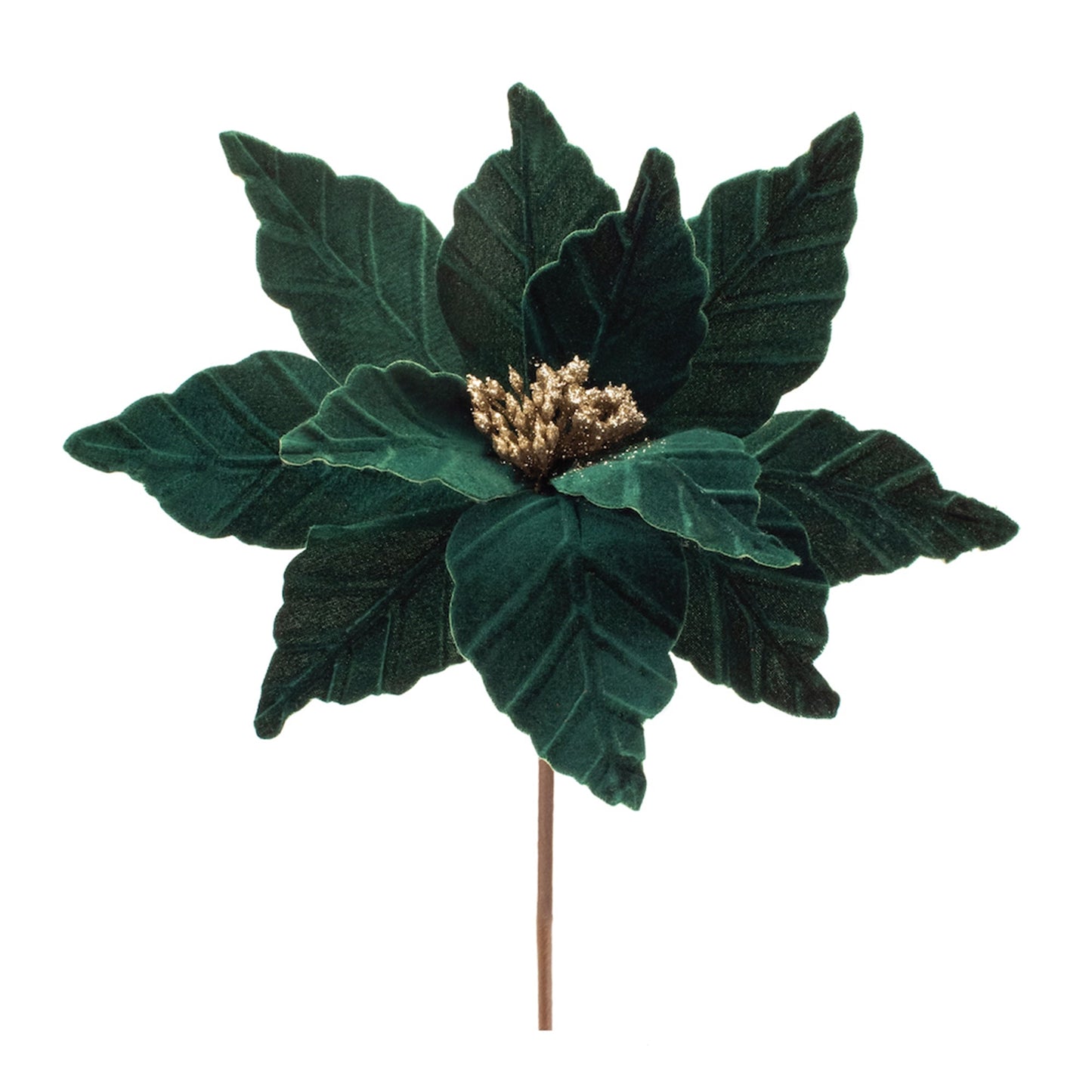 Forest Green Poinsettia Stem, Set of 6