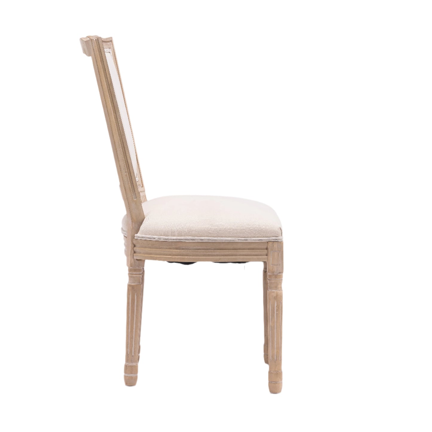 Upholstered Dining Chair with Square Back and Solid Wood Frame, Set of 2