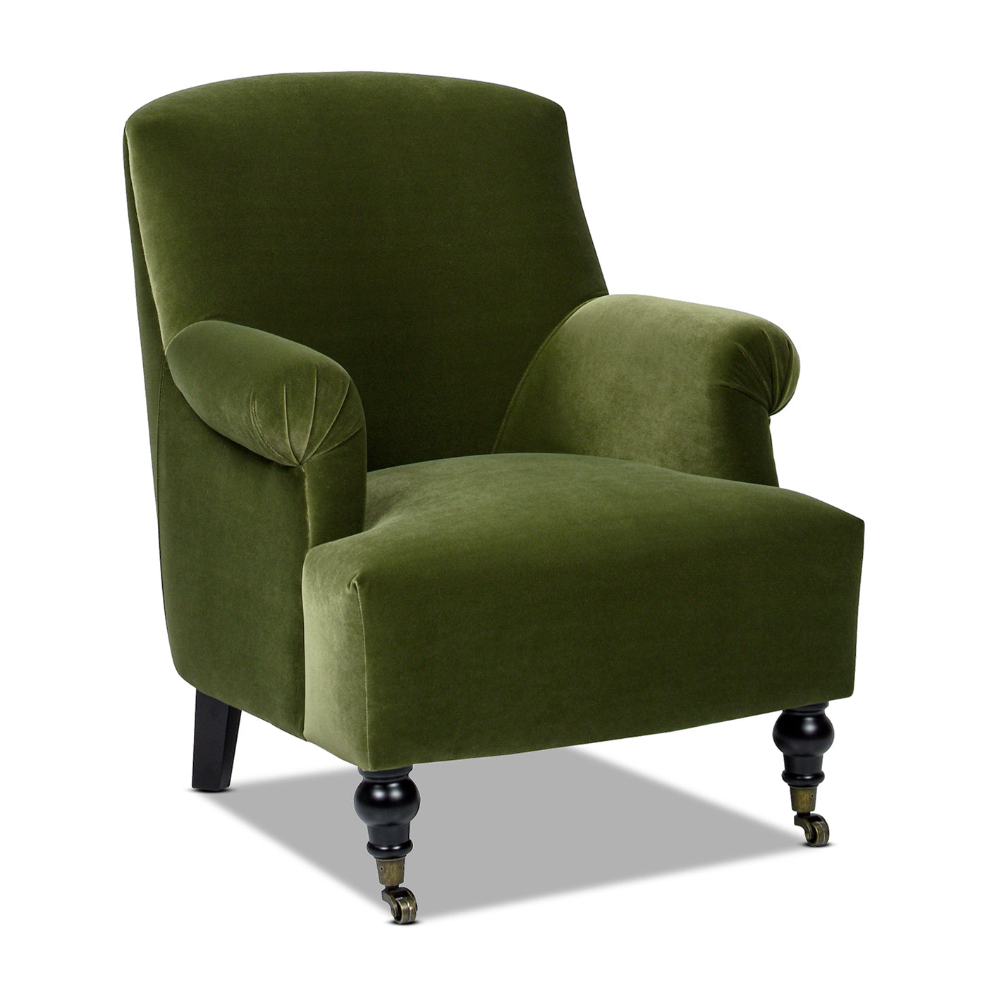 Boutique 30" Upholstered Accent Chair with Rolled Arms and Wood Turn Legs