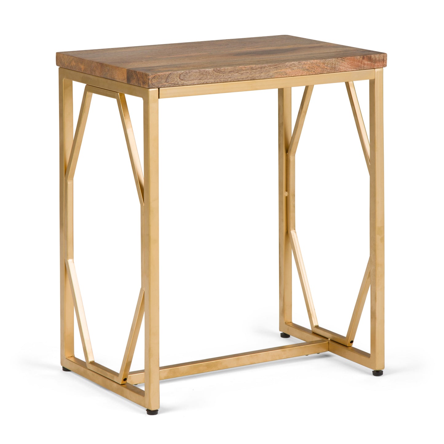 Peace Metal and Wood Accent Table with Diamond-Shaped Design