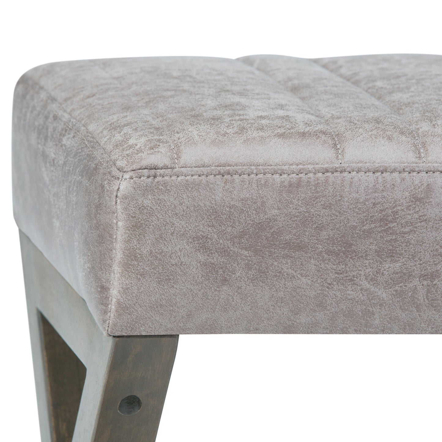 Bloom Upholstered Ottoman Bench with Vertical Stitching and X Design Trestle Base