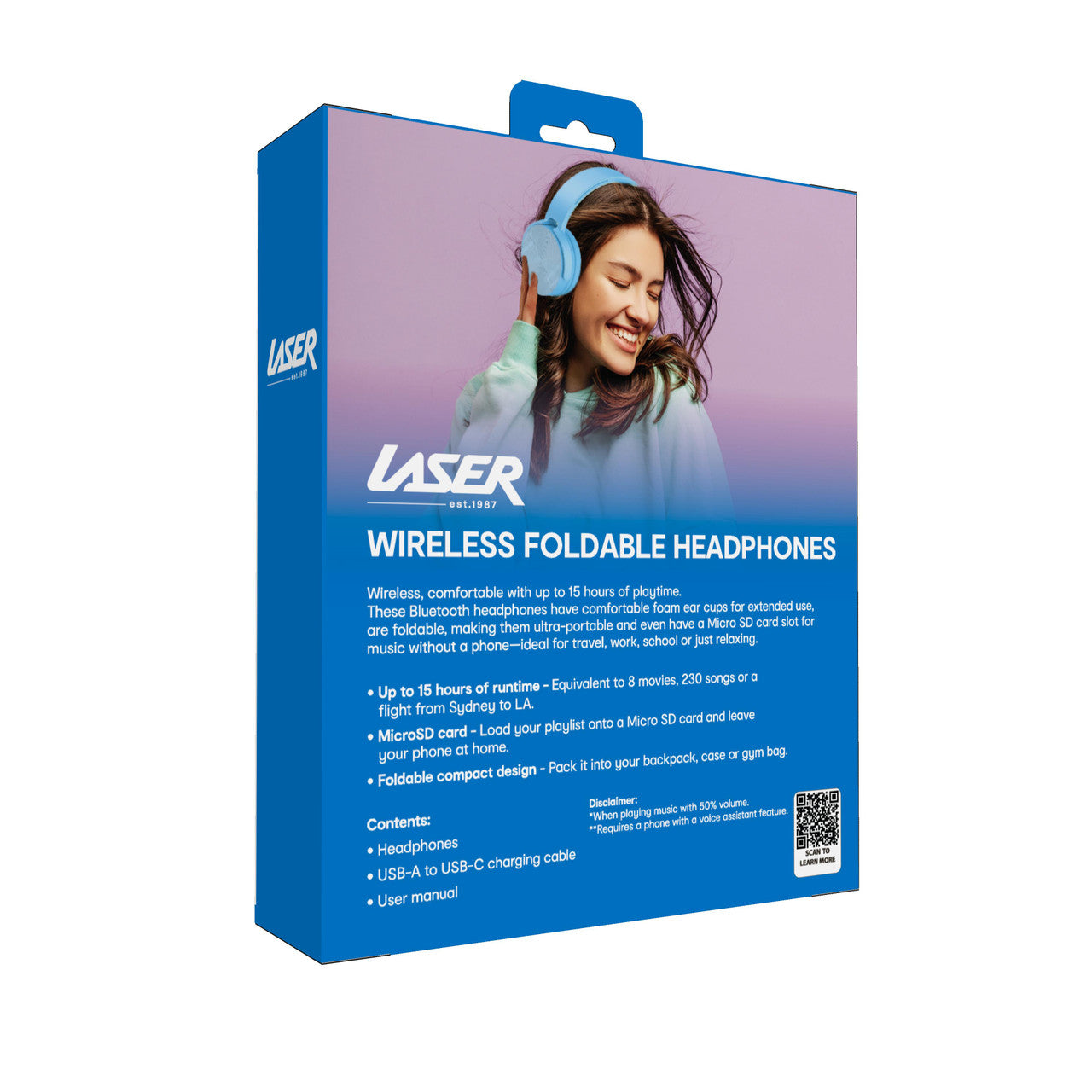 Laser Wireless Foldable Headphones (Blue)