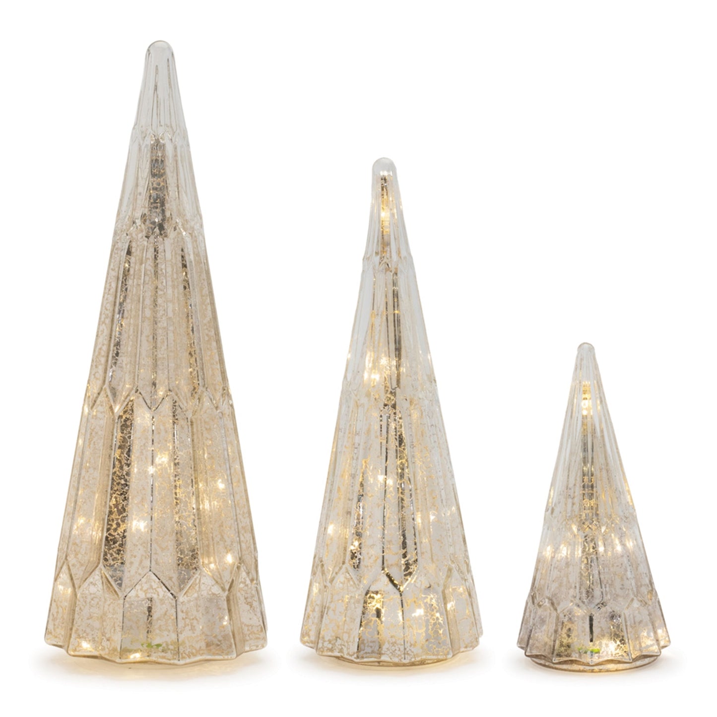 LED Geometric Mercury Glass Tree, Set of 3