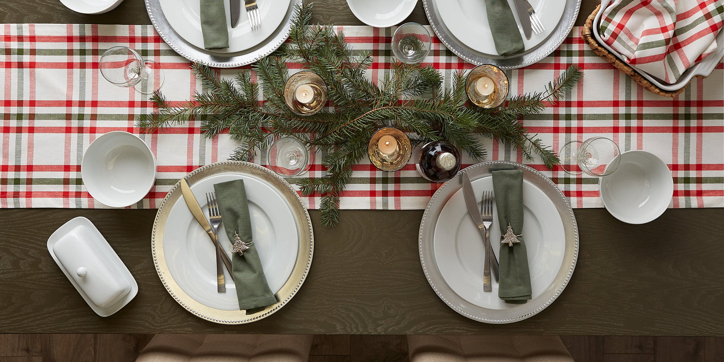 Nutcracker Plaid Table Runner 14X108