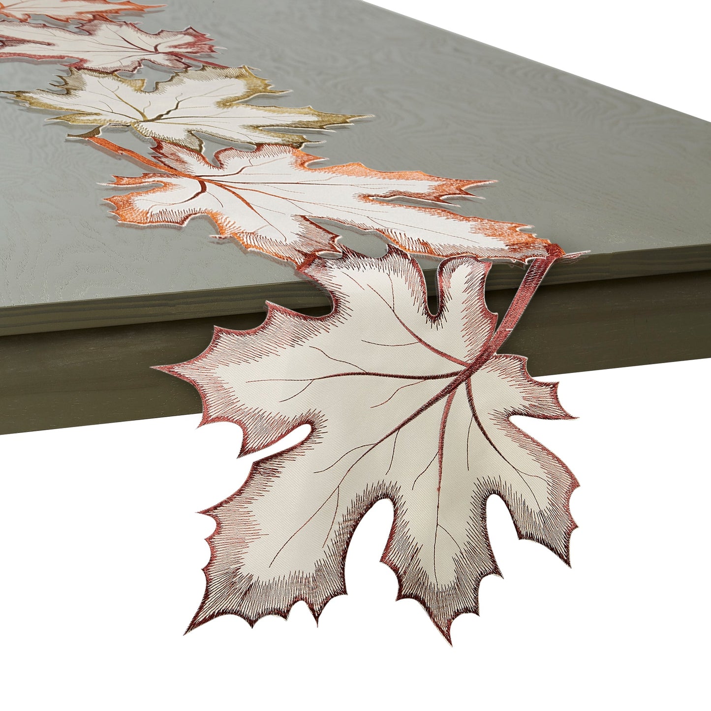 Maple Leaves Embroidered Table Runner 14X60