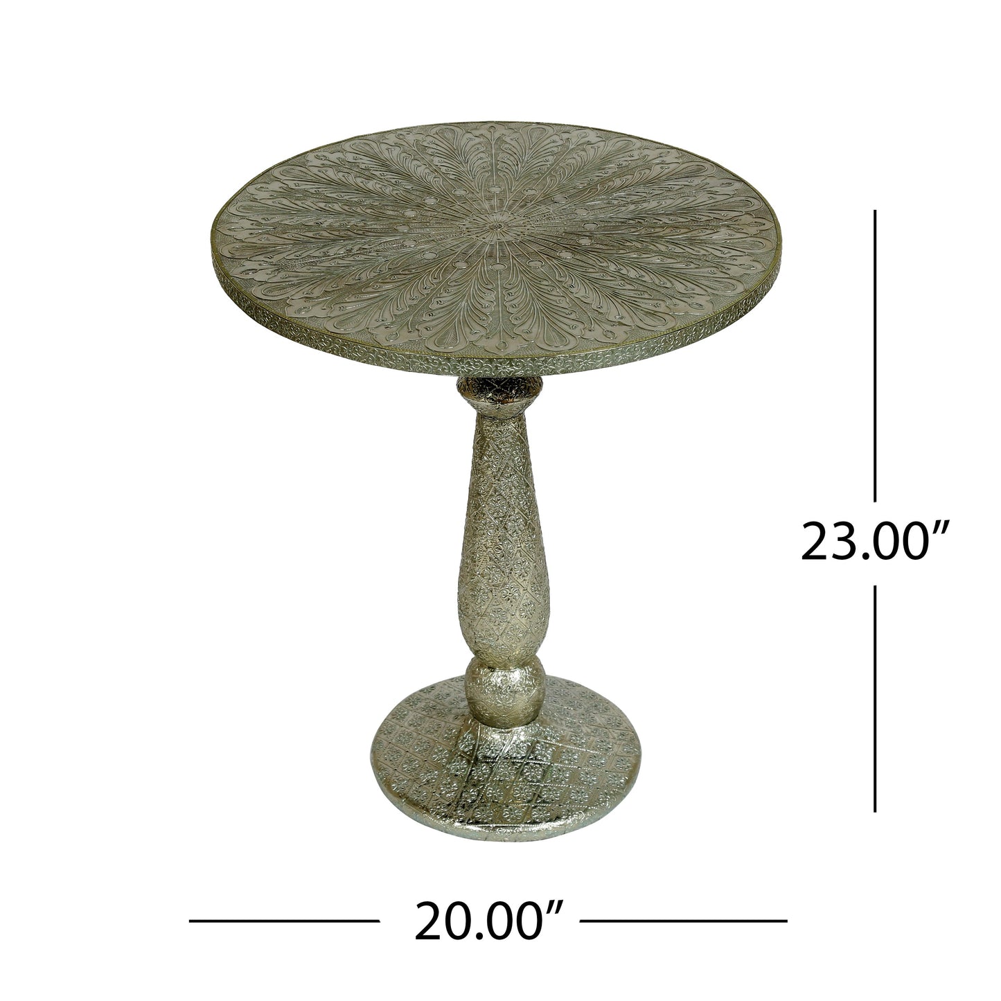 Accent Table with Iron Frame and Turned Base