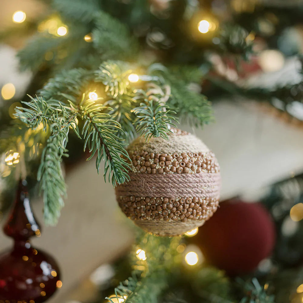 Jute Wrapped Christmas Ornaments, Set of 6