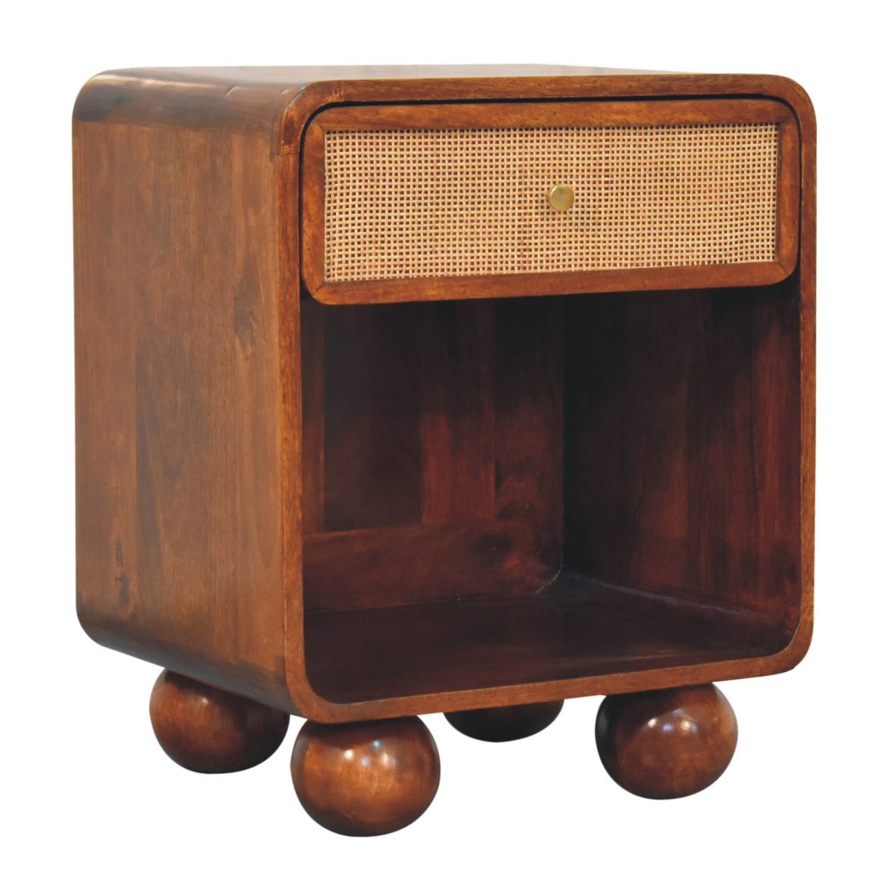 Nightstand with Open Storage and Ball Feet