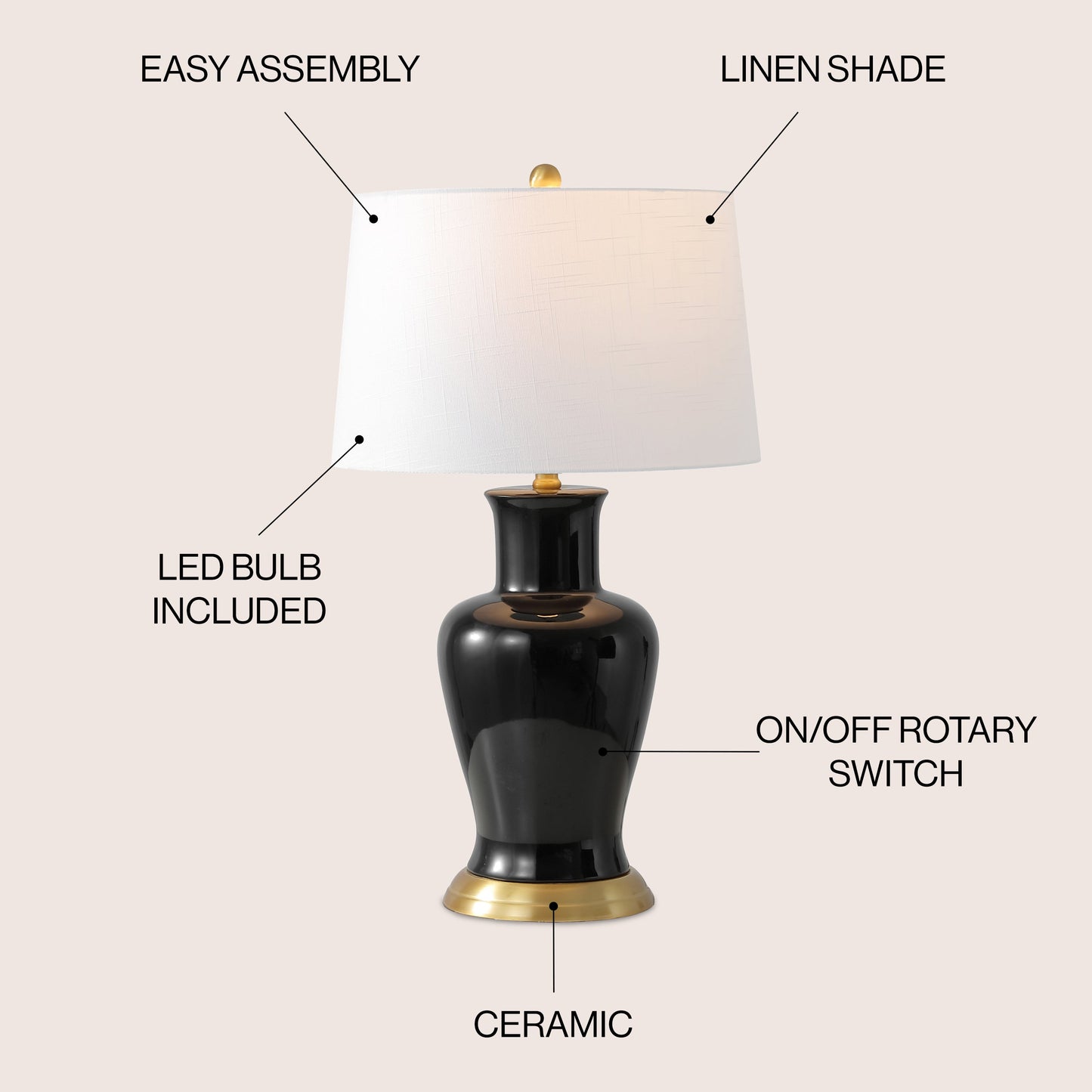 Julian Traditional Classic Ceramic Urn LED Table Lamp
