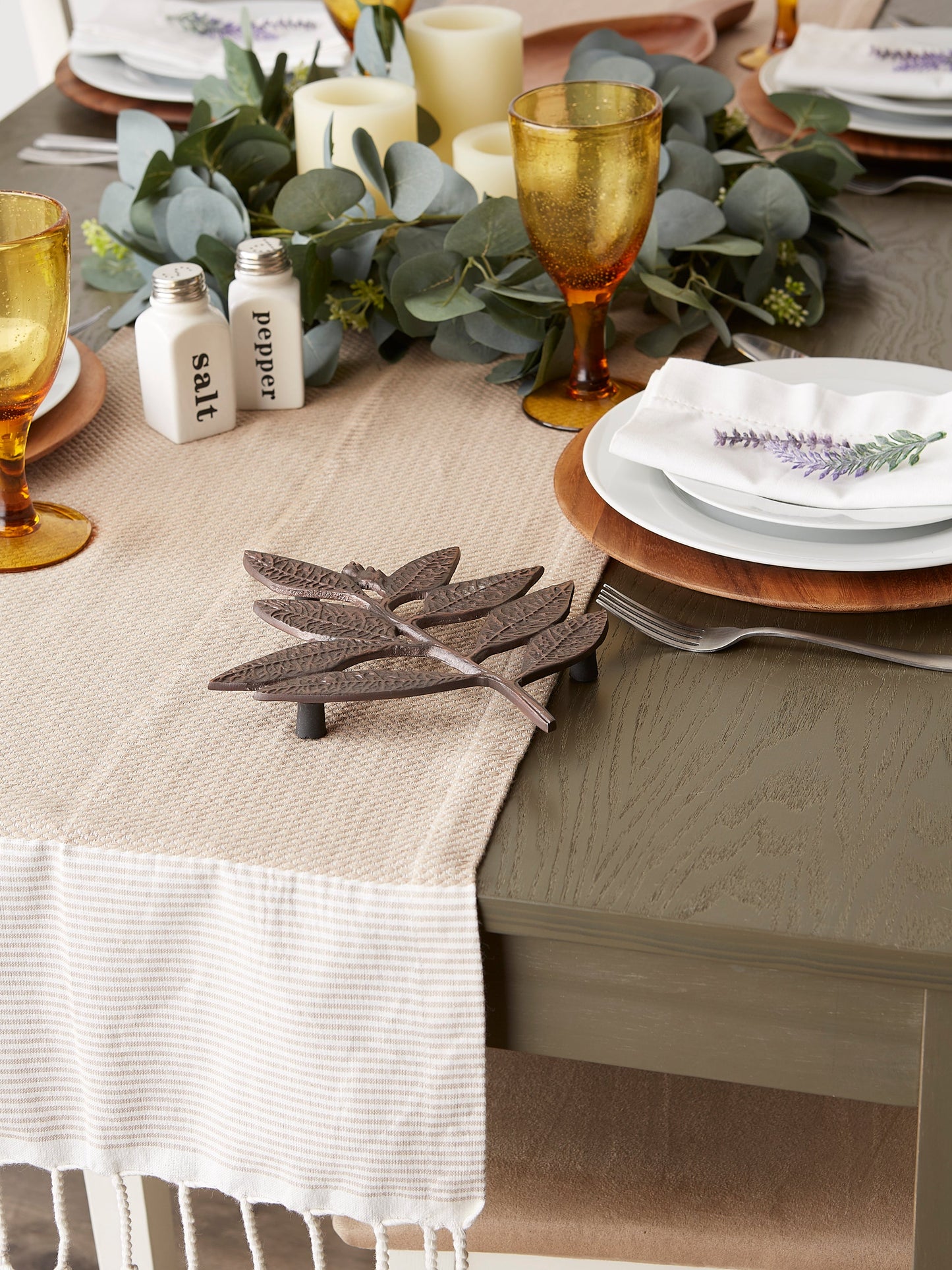 Stone Bordered Dobby Table Runner 15X108
