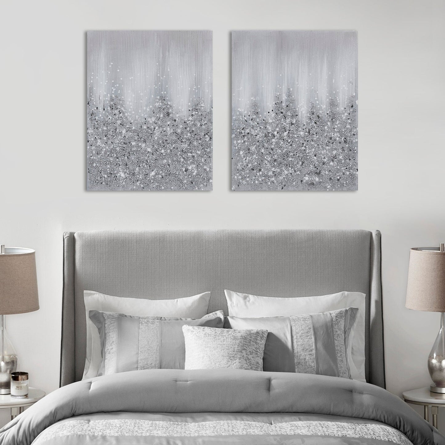 Cliffton 2-Piece Canvas Wall Art Set with Real Rock and Stone Embellishments
